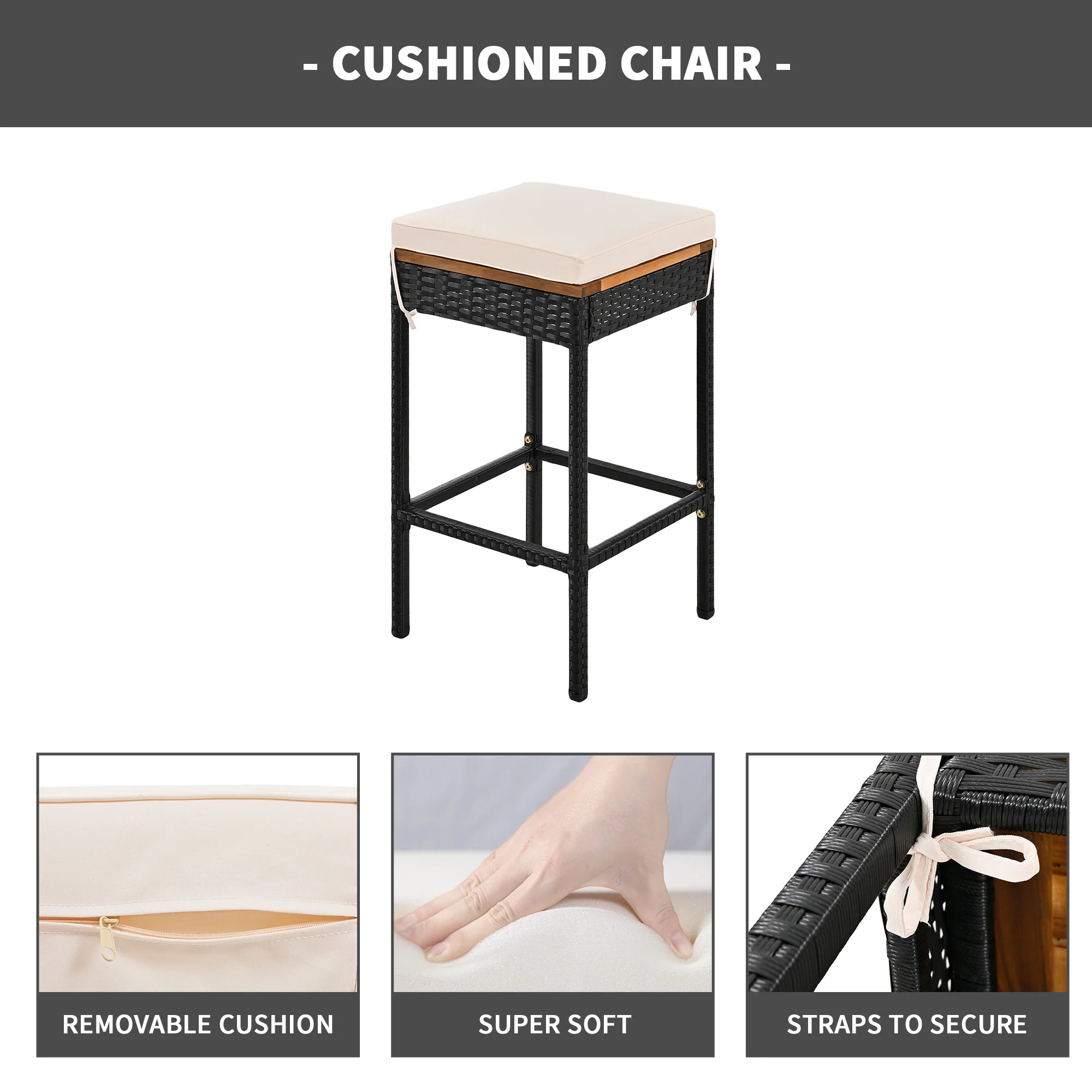 Walker Edison | Outdoor 5-Piece Acacia Wood Bar Height Table And Stool Set