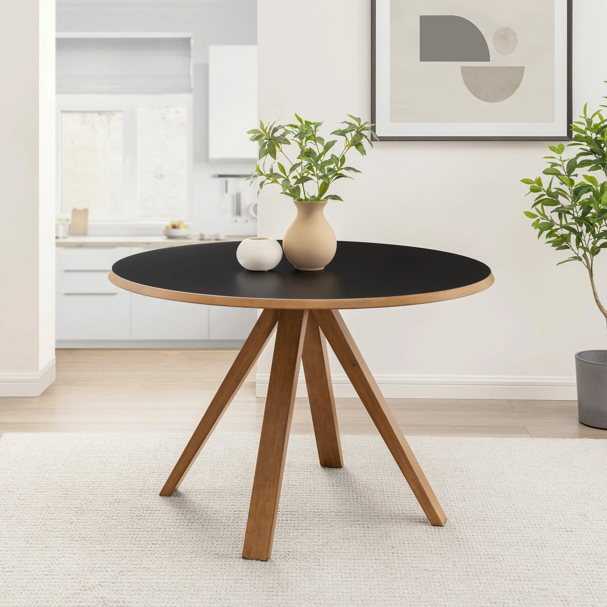 Mid-Century Modern Minimal Round Dining Table