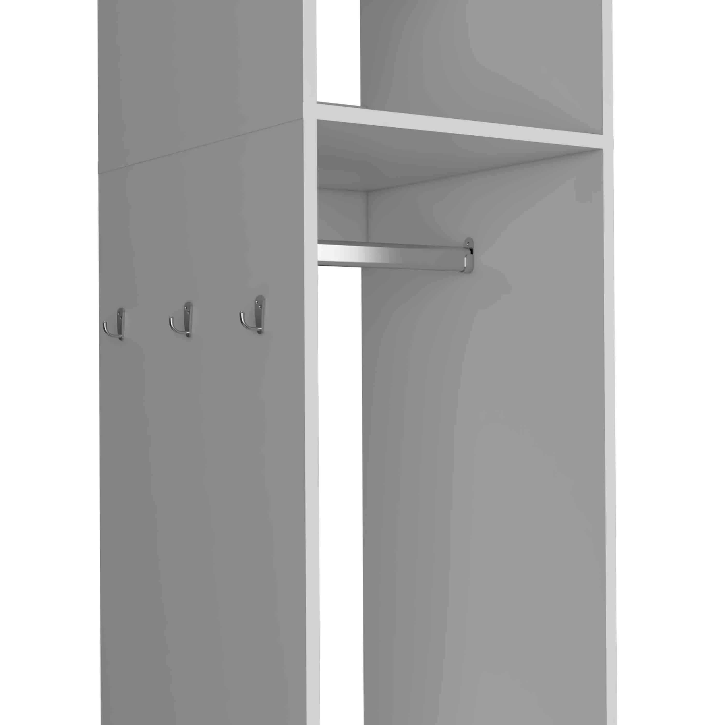 Walker Edison | White Tall Wardrobe Armoire with Mirror