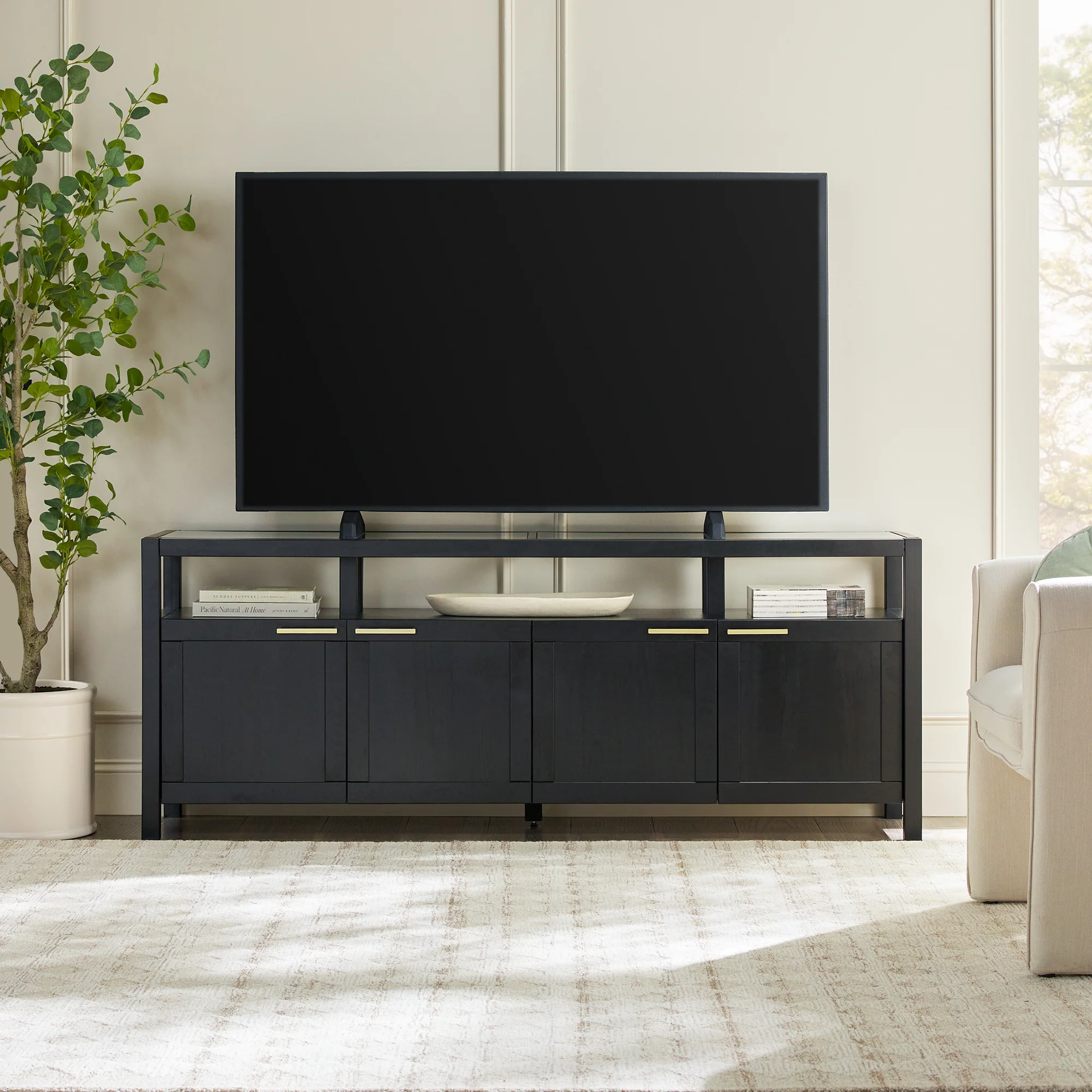 Isla Modern TV Stand with Glass Top