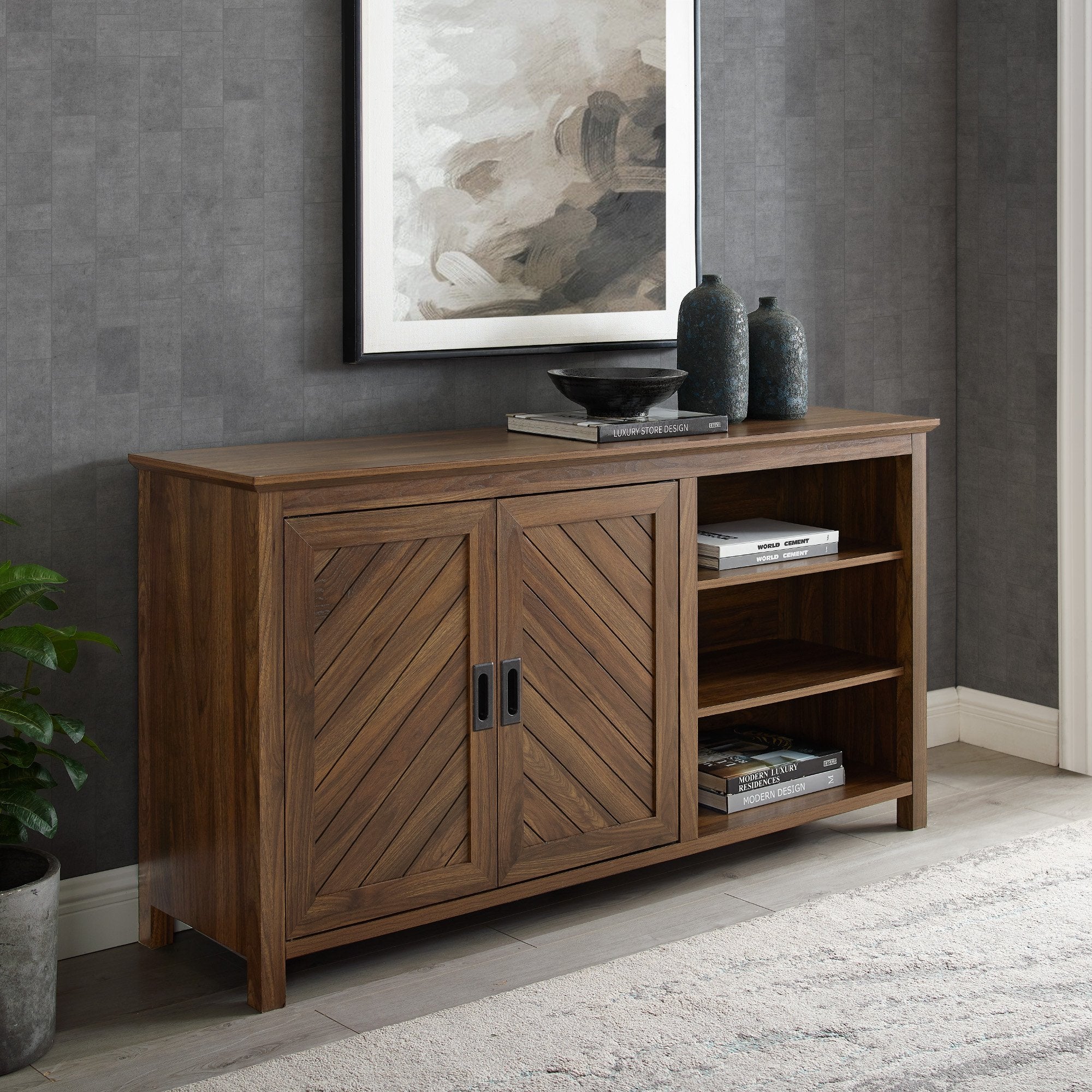 Mila Angled Groove Buffet Sideboard & TV Stand