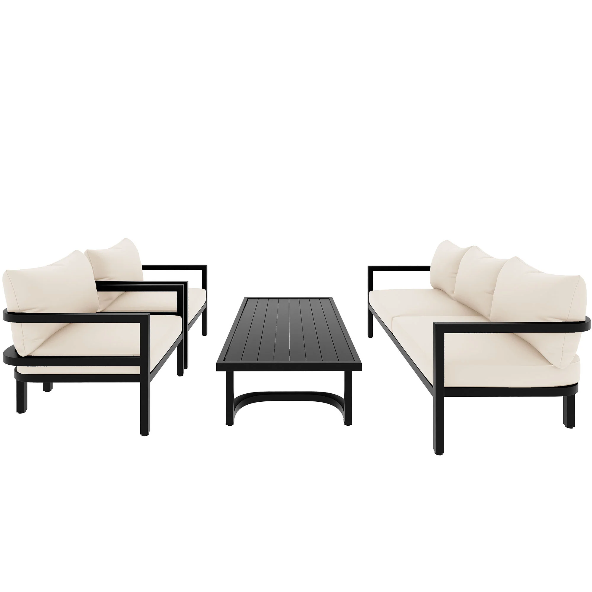 Walker Edison | Curve Design Steal Outdoor Sofa Set
