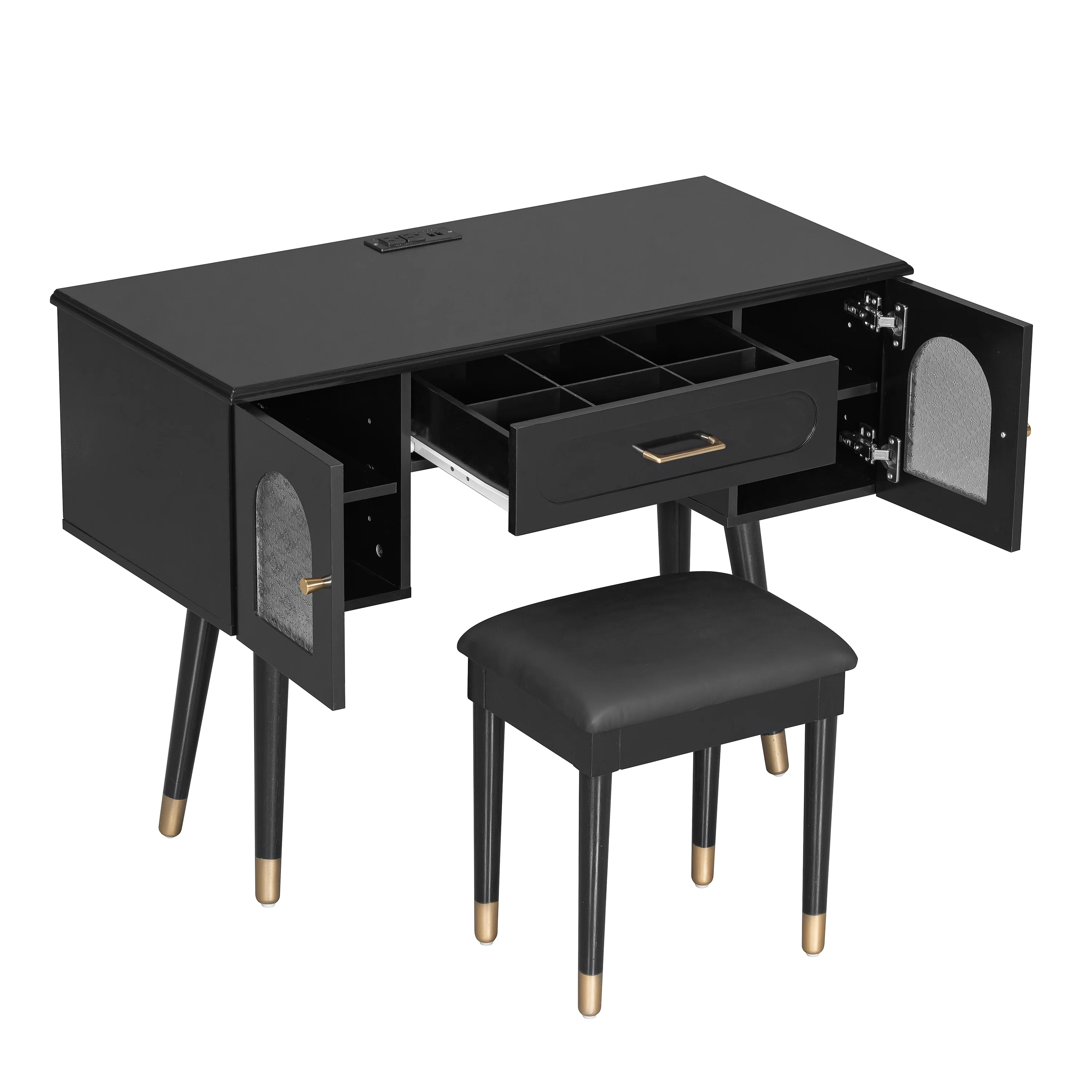 Walker Edison | Modern Vanity Makeup Table & Chair Set and Writing Desk