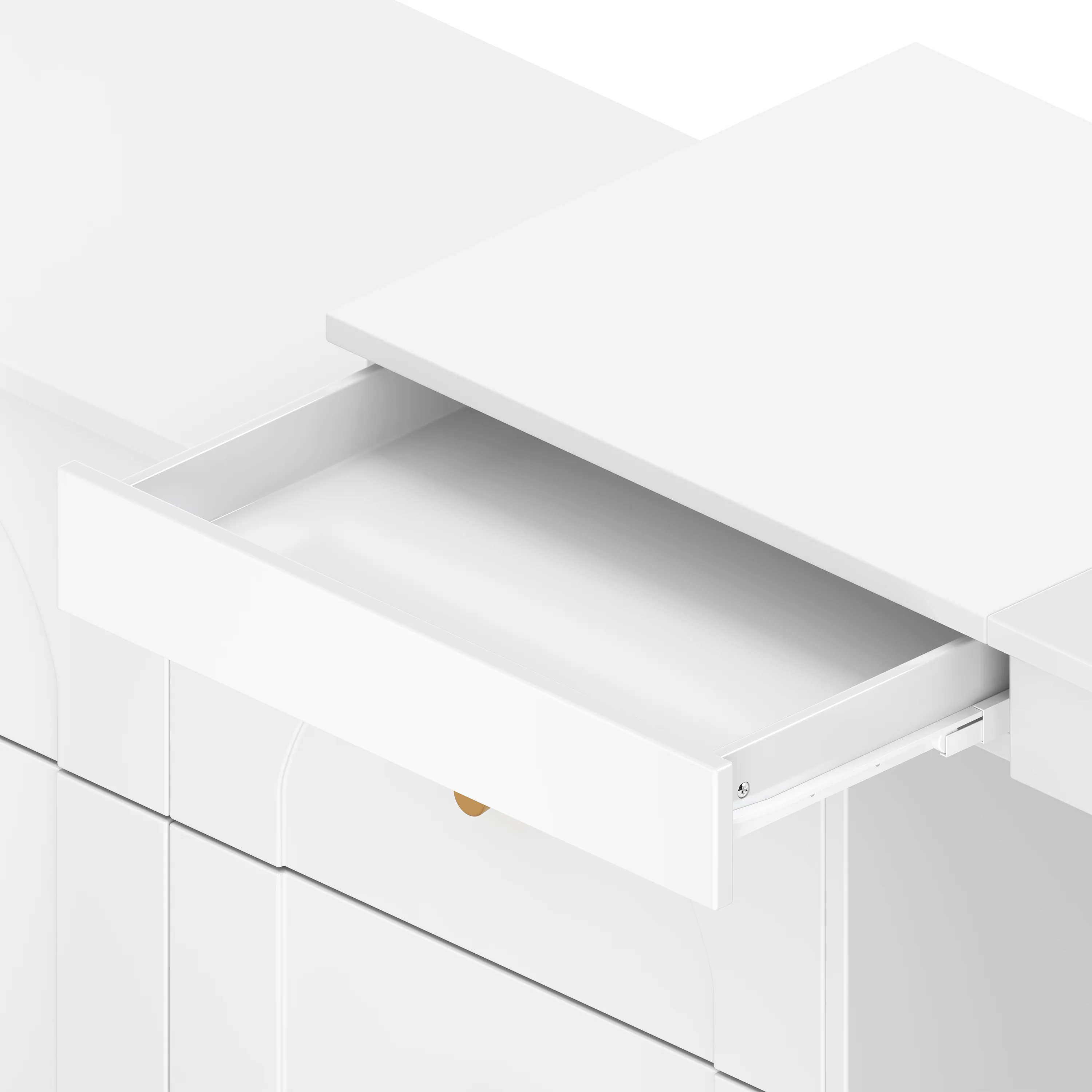 Walker Edison | White Multi-Functional Vanity Desk Dresser Set with Flip Mirror and Lights