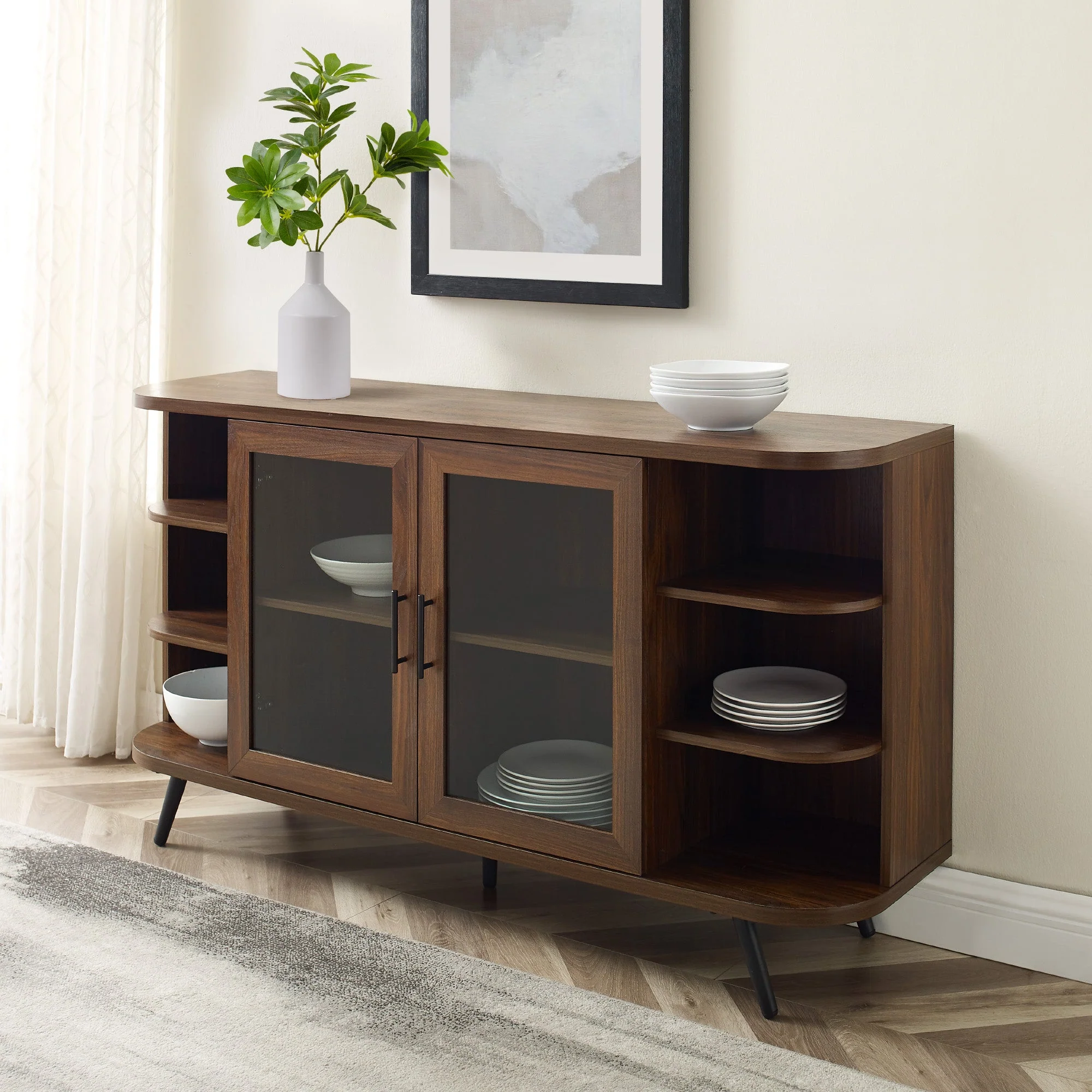 Franny 58 2- Door Curved End Buffet Sideboard & TV Stand