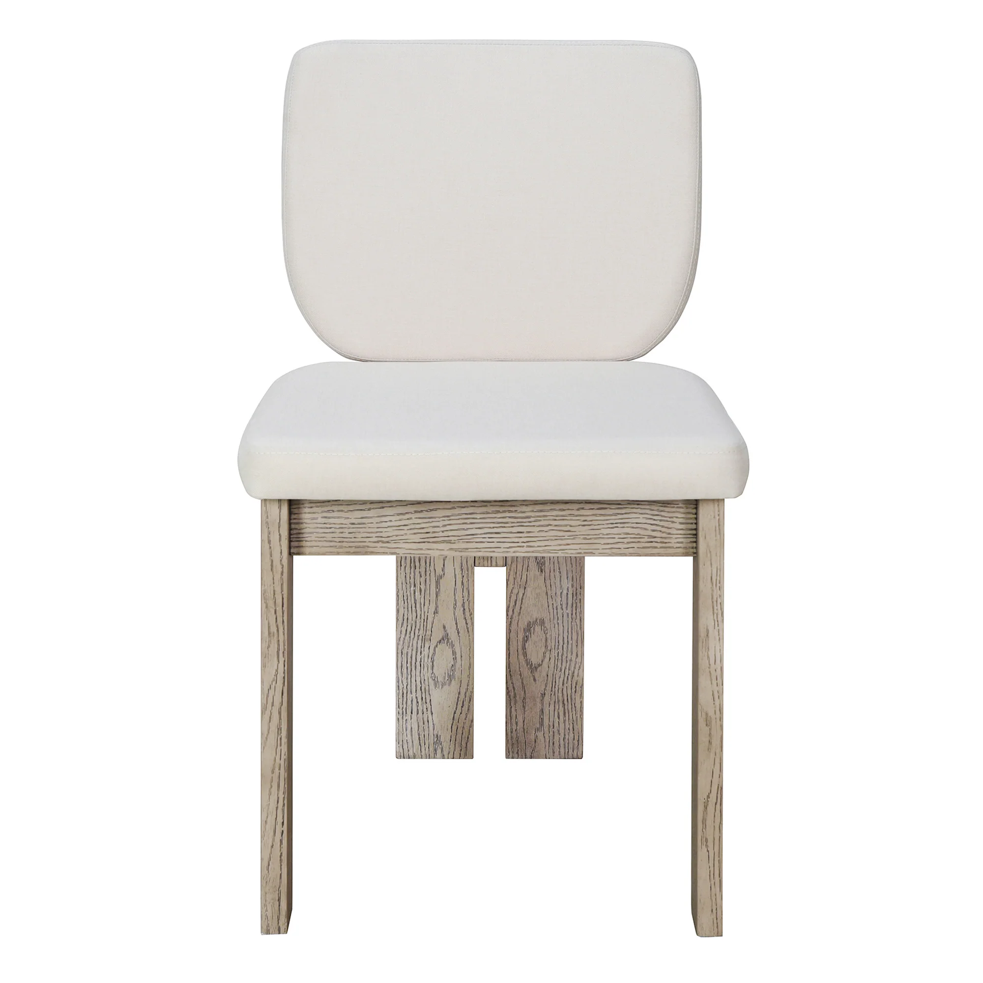 Walker Edison | Natural Wood Wash 7-Piece Retro Dining Set with 6 Upholstered Chairs