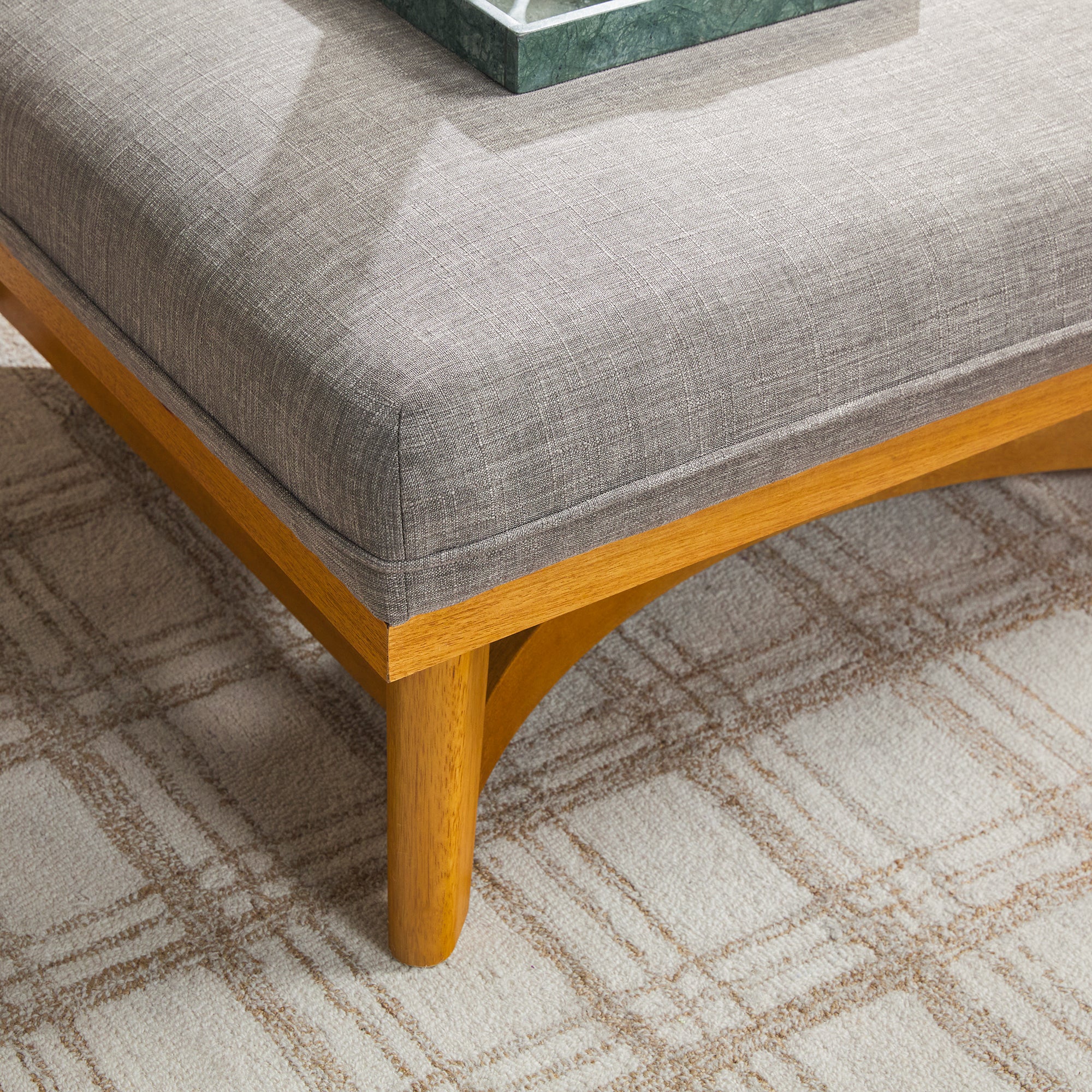 Nash Modern Farmhouse Easy Assembly Linen Large Ottoman