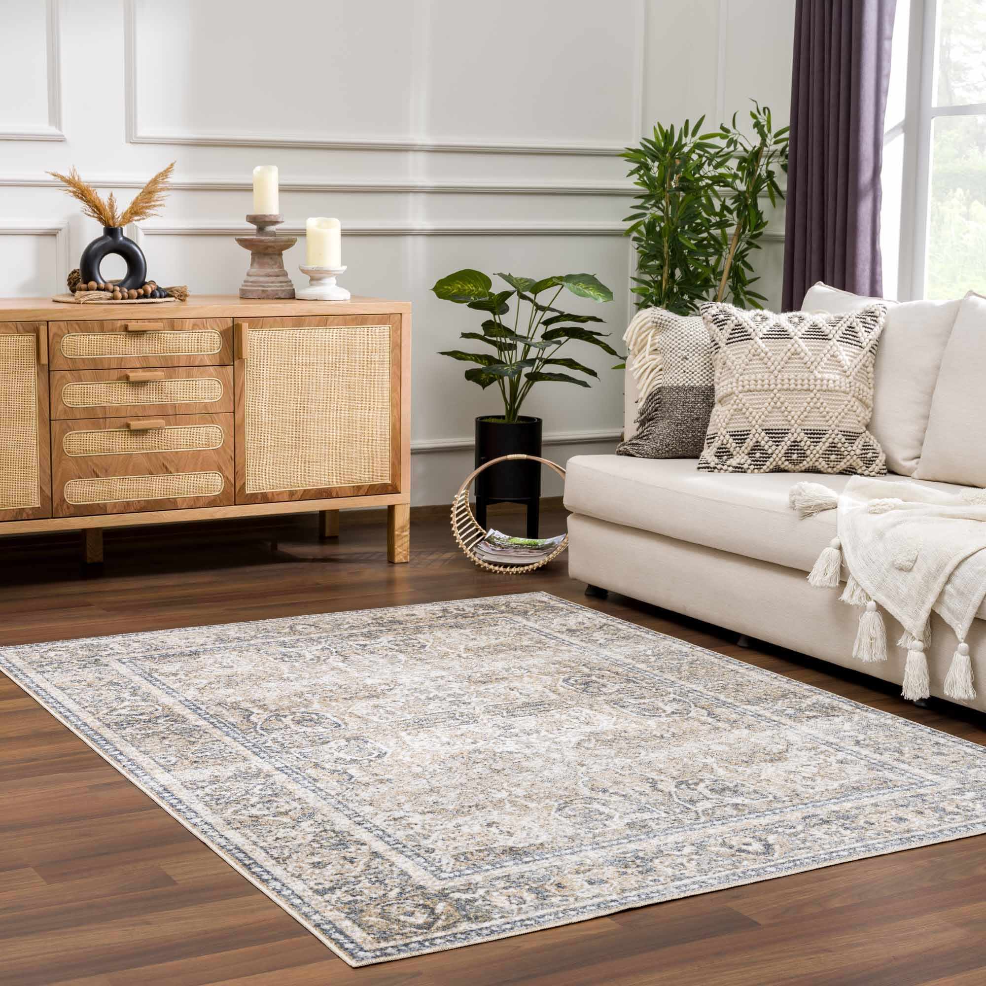 Boutique Rugs - Arias Cream & Blue Washable Area Rug