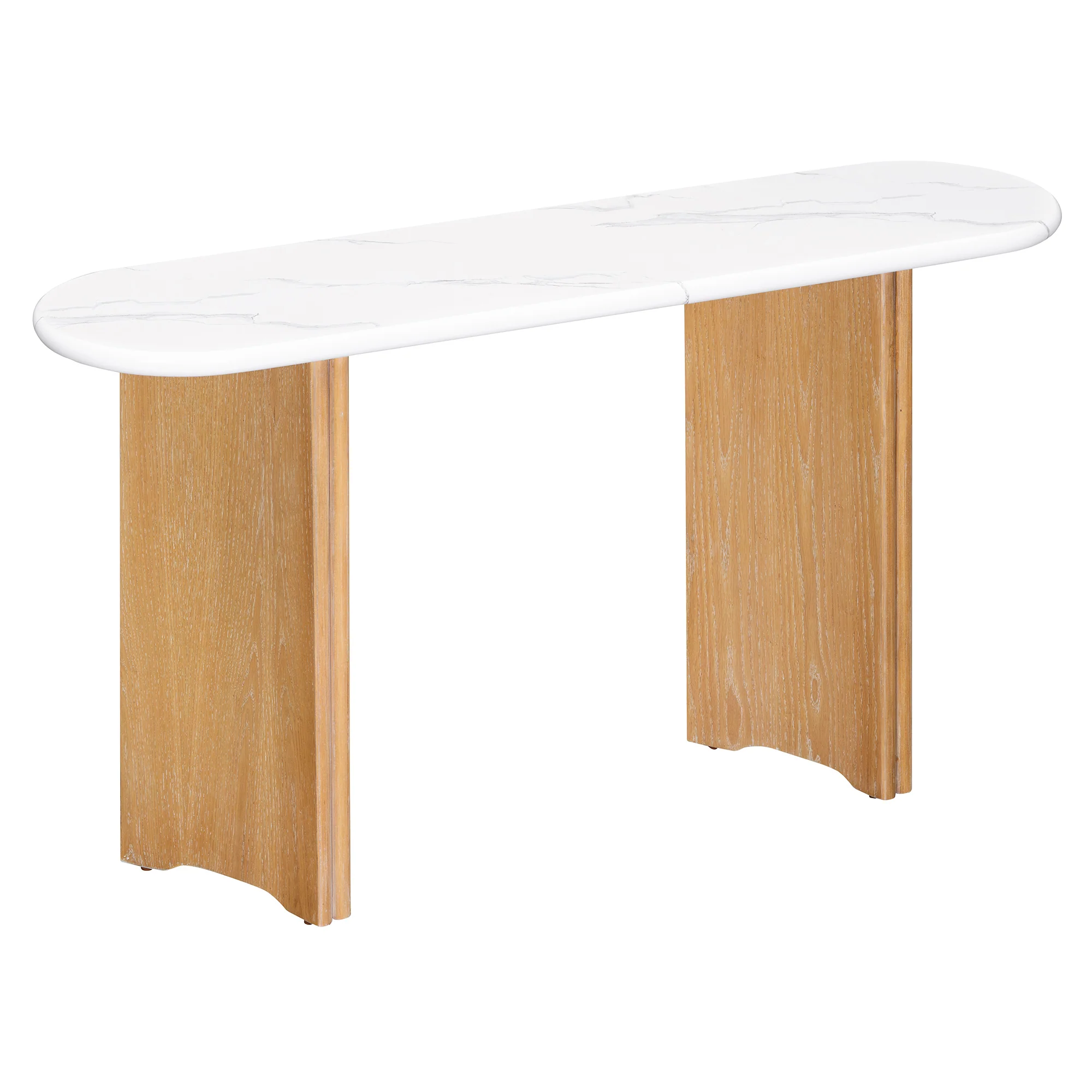Walker Edison | Oval Faux Marble Top Console Entryway Table