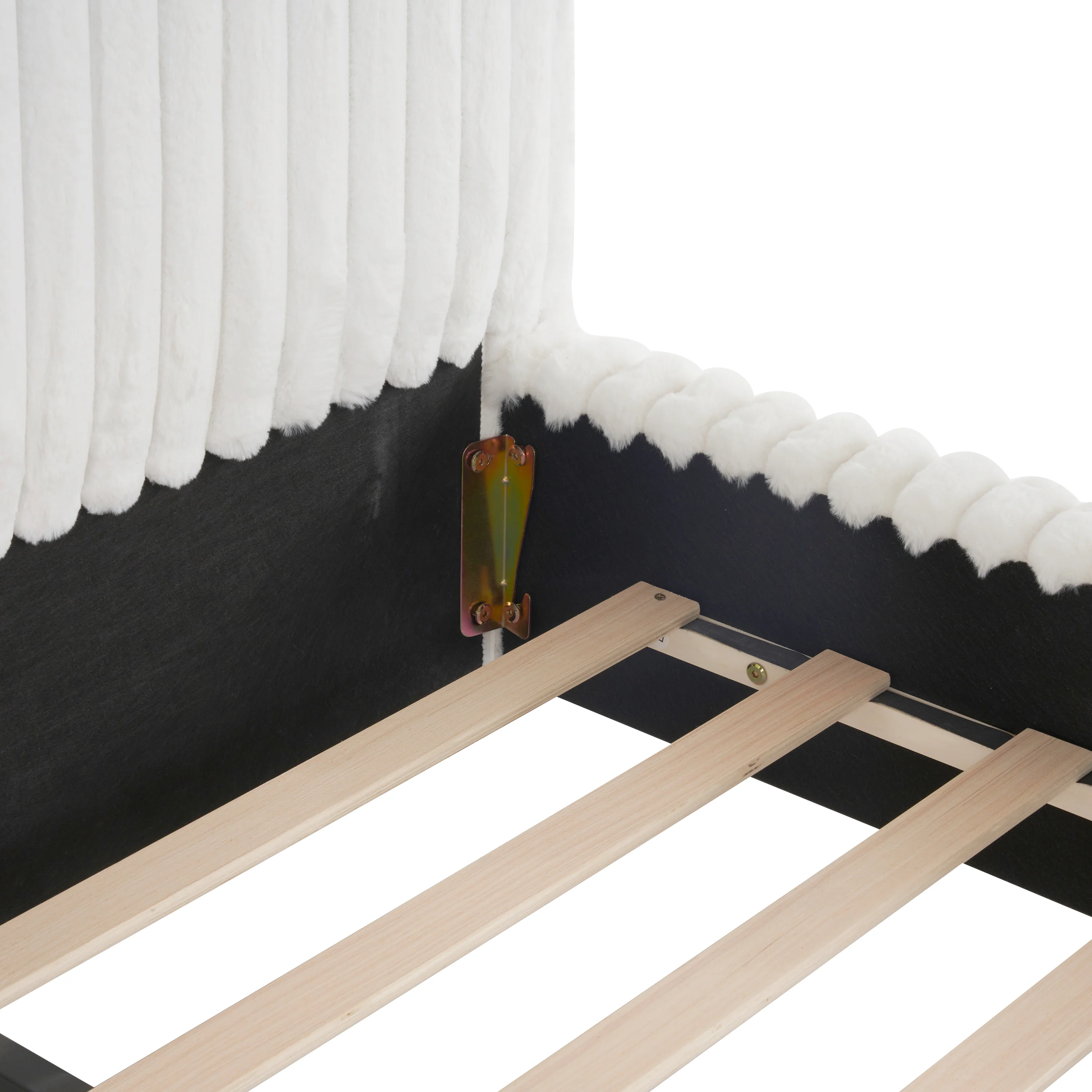 Walker Edison | Wavy White Boucle Upholstered Queen Bedframe