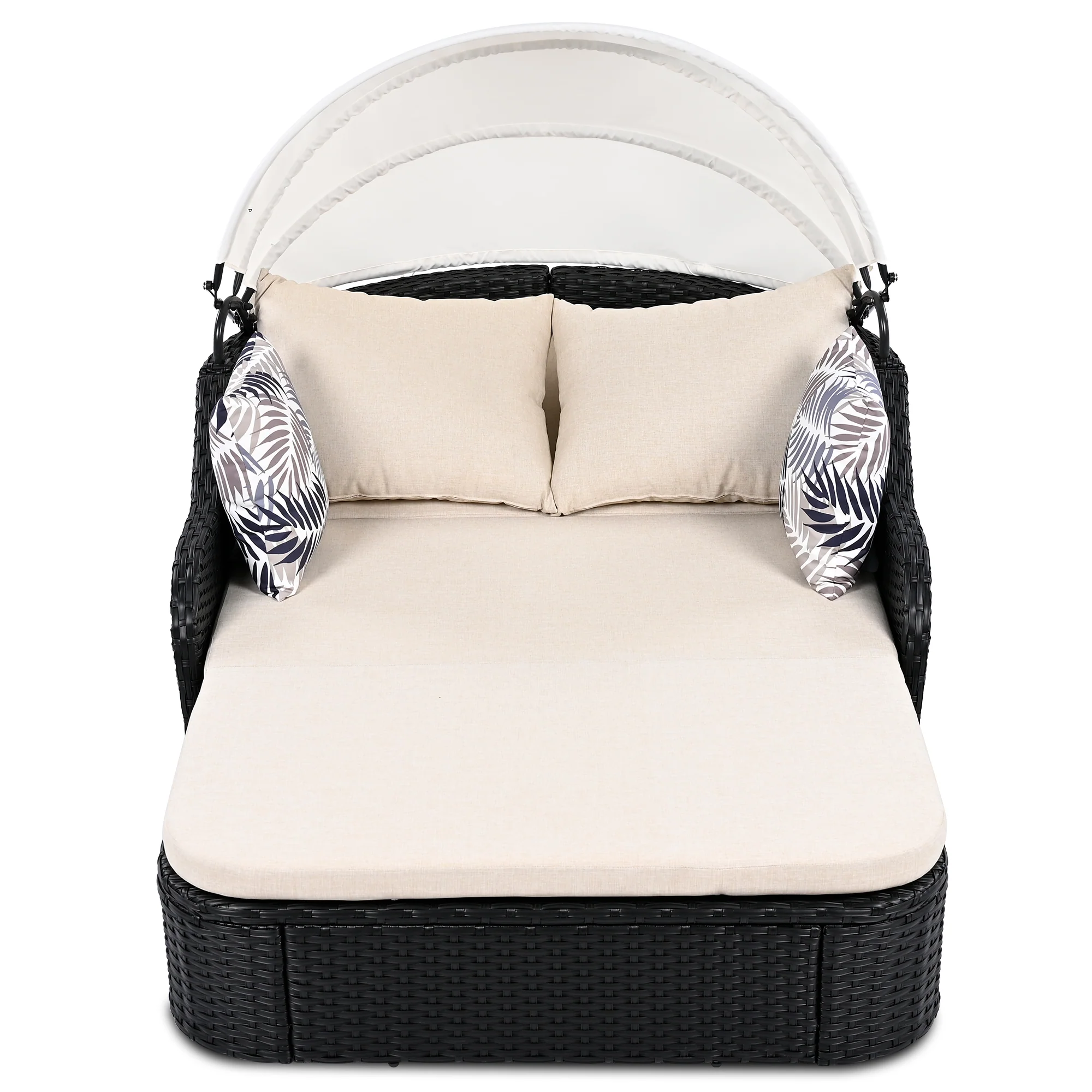 Walker Edison | Sleek Outdoor Sunbed with Adjustable Canopy