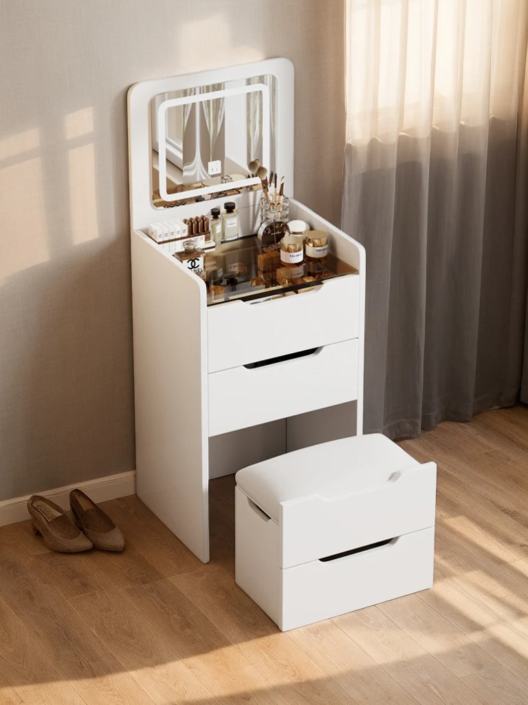 Walker Edison | White 3 in 1 Vanity Desk Set with Flip Top Mirror & Storage