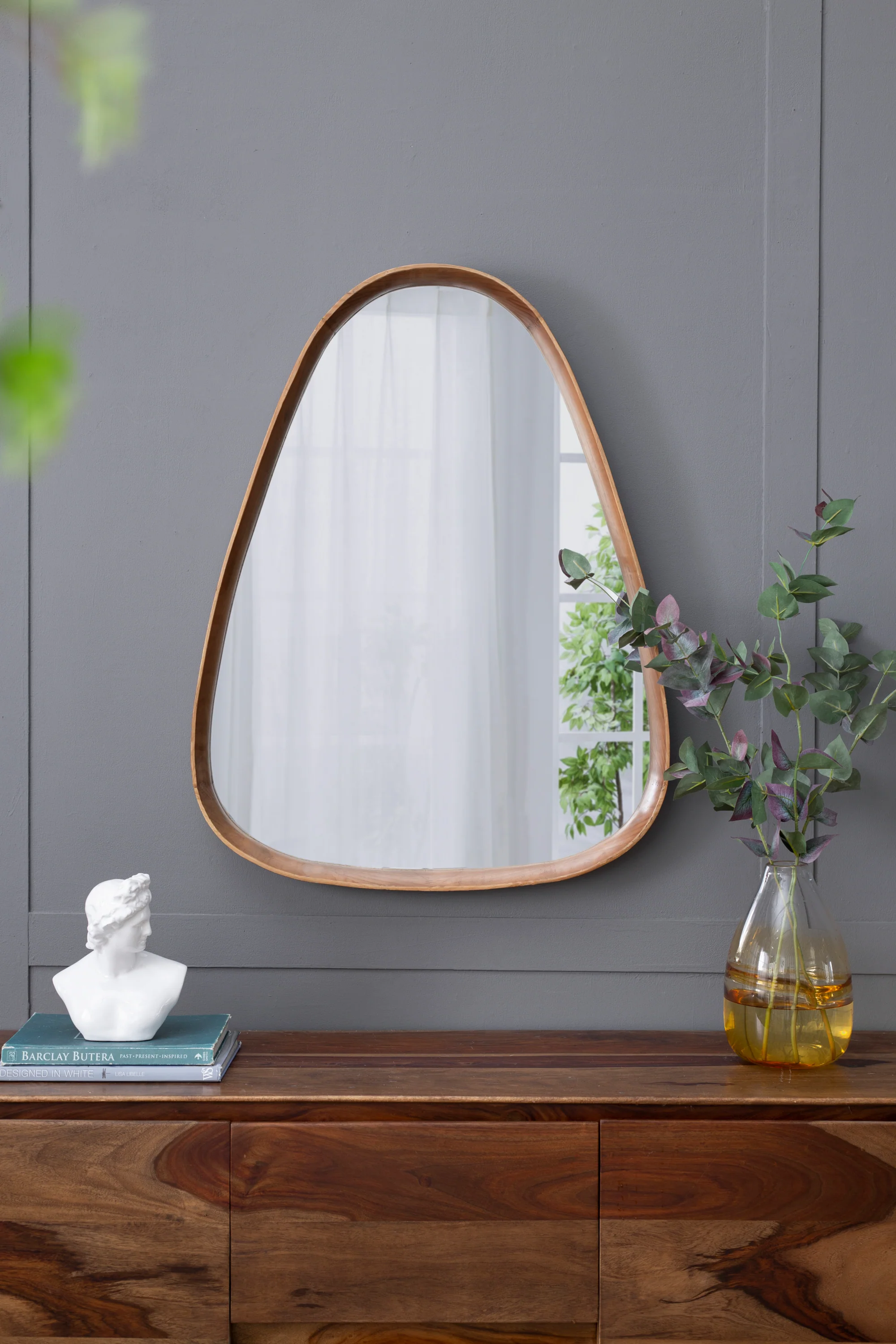 Walker Edison | Curve Design Wood Mirror