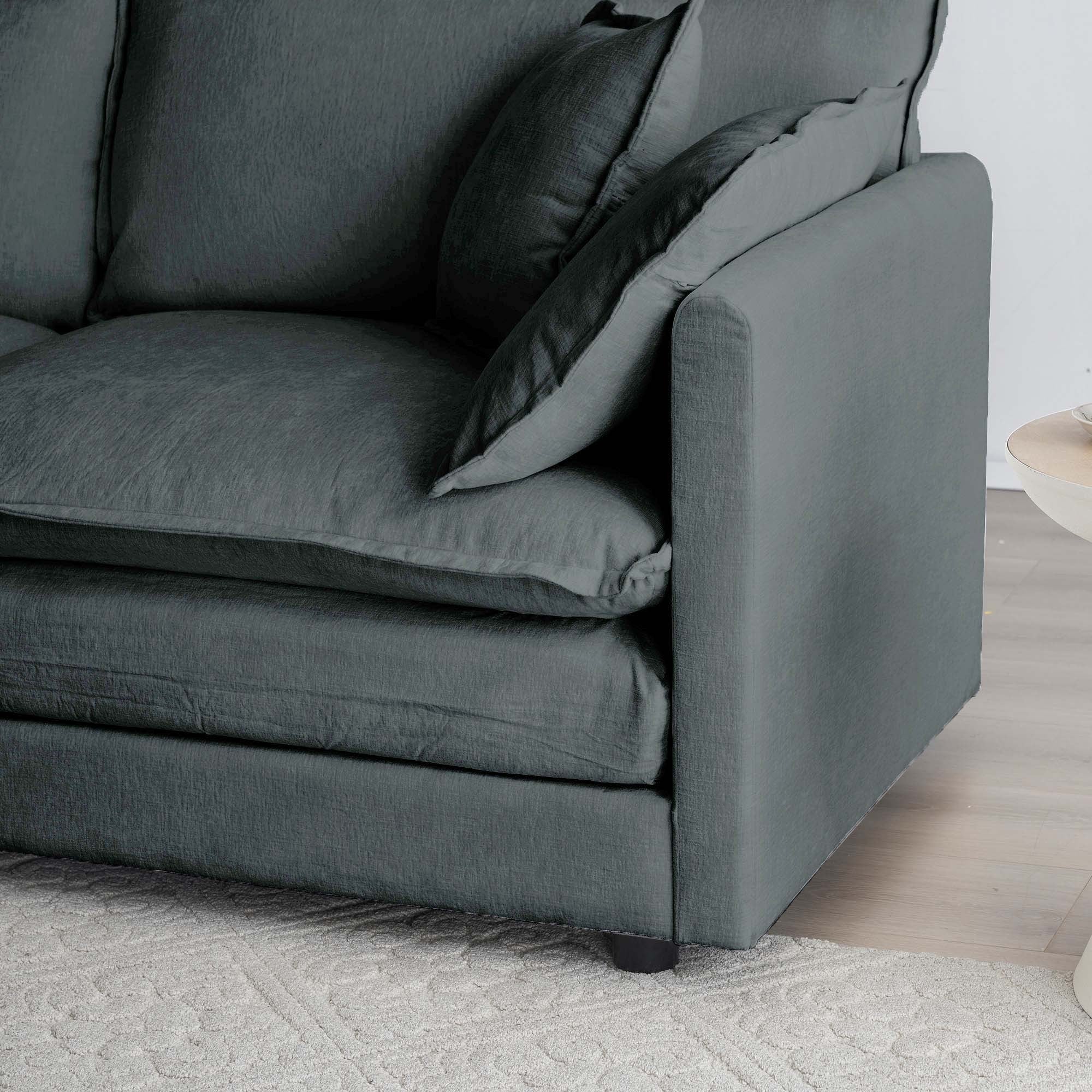 Walker Edison | Chenille Two-Seater Sofa with Ottoman