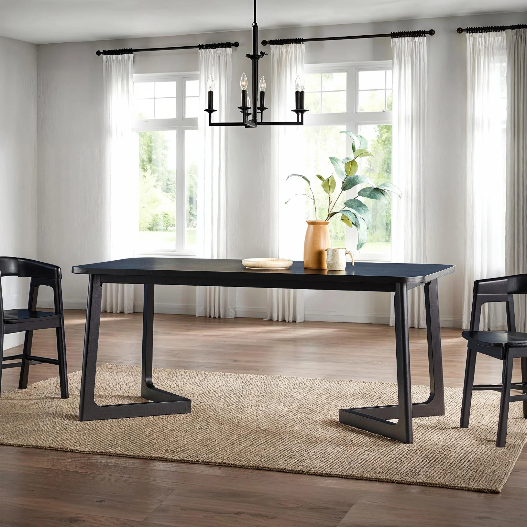 Ezra Modern Solid Wood Rectangle Dining Table for 6