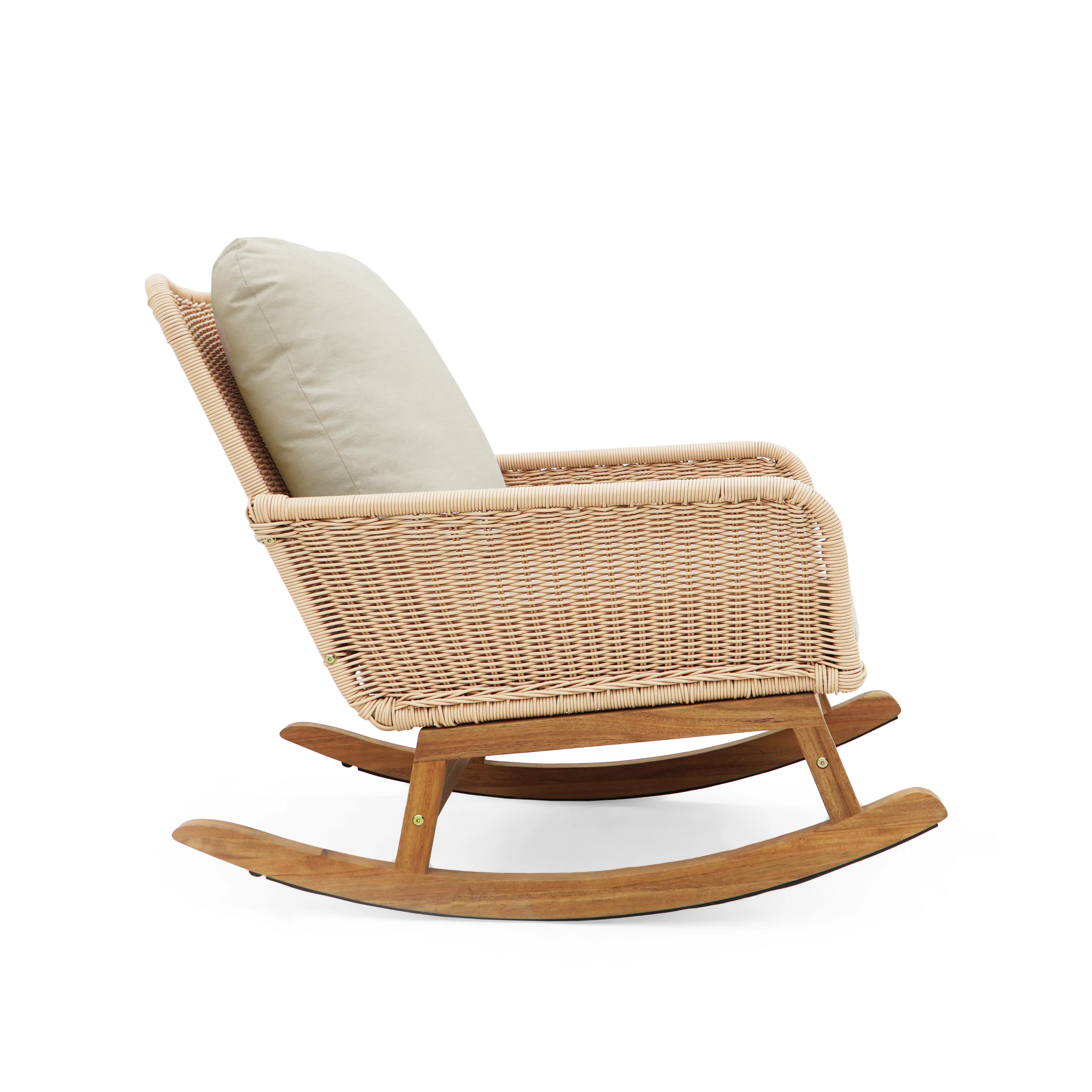 Walker Edison | Contemporary Minimalist Beige Wicker Rocking Chair Set of 2