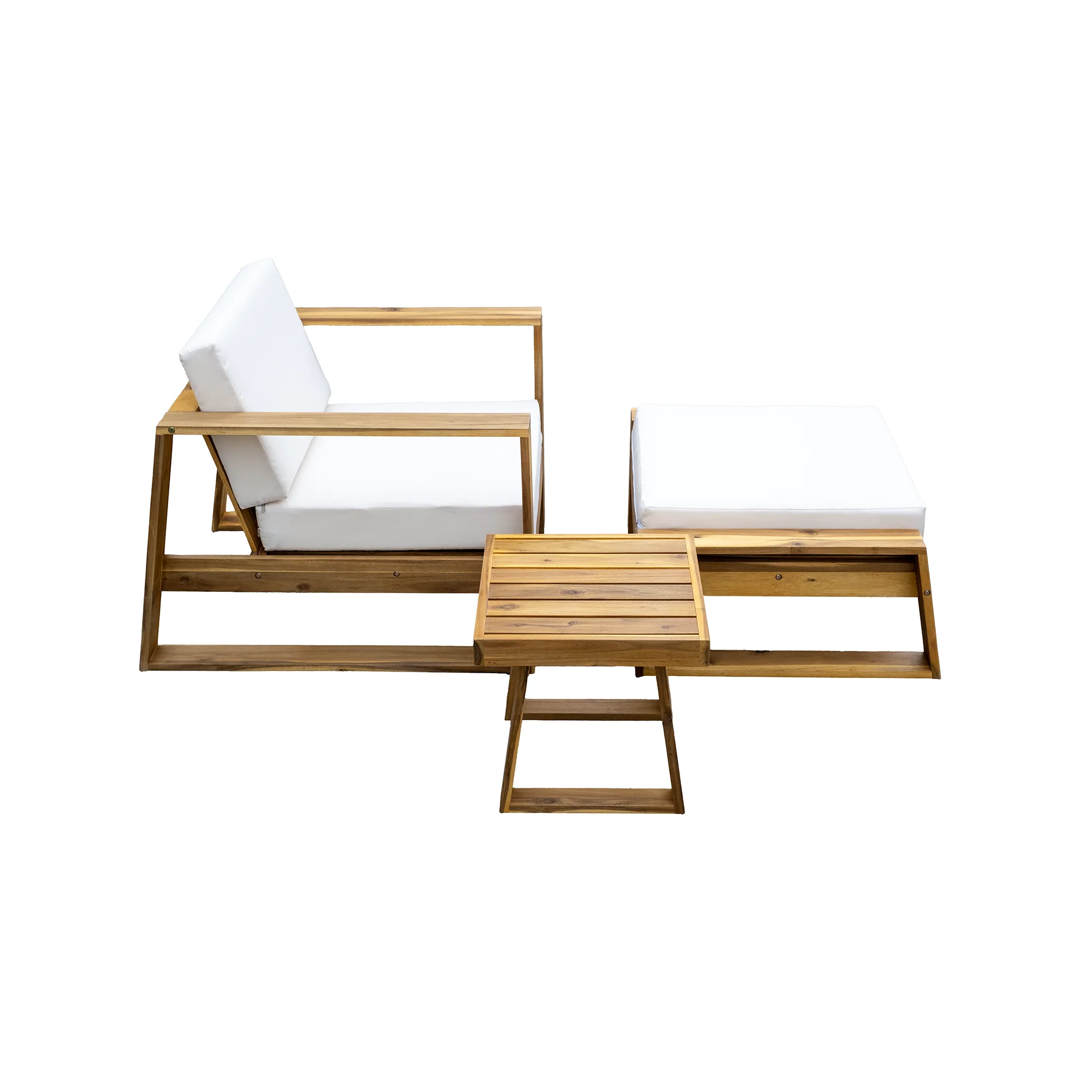 Walker Edison | 3-Piece Acacia Wood Outdoor Lounge Set