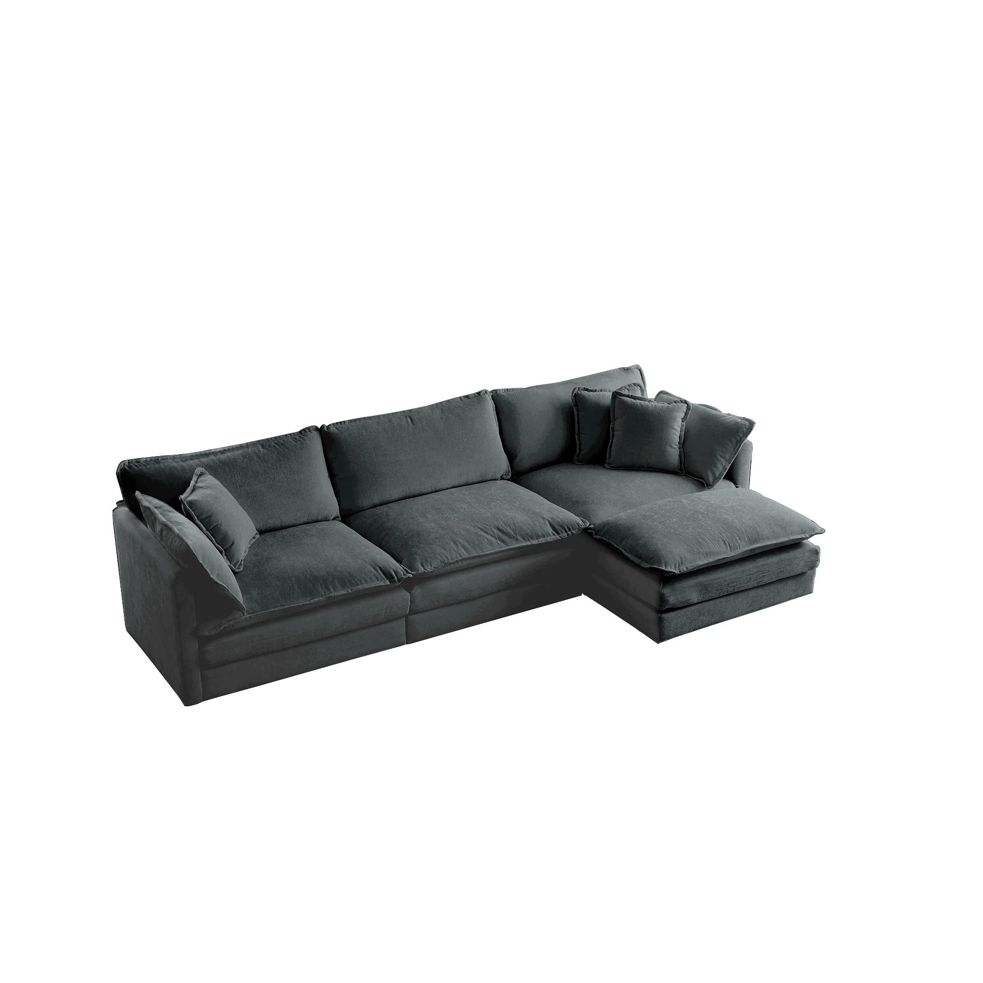 Walker Edison | Comfy Modular Cloud L Shaped Sectional Sofa With Ottoman