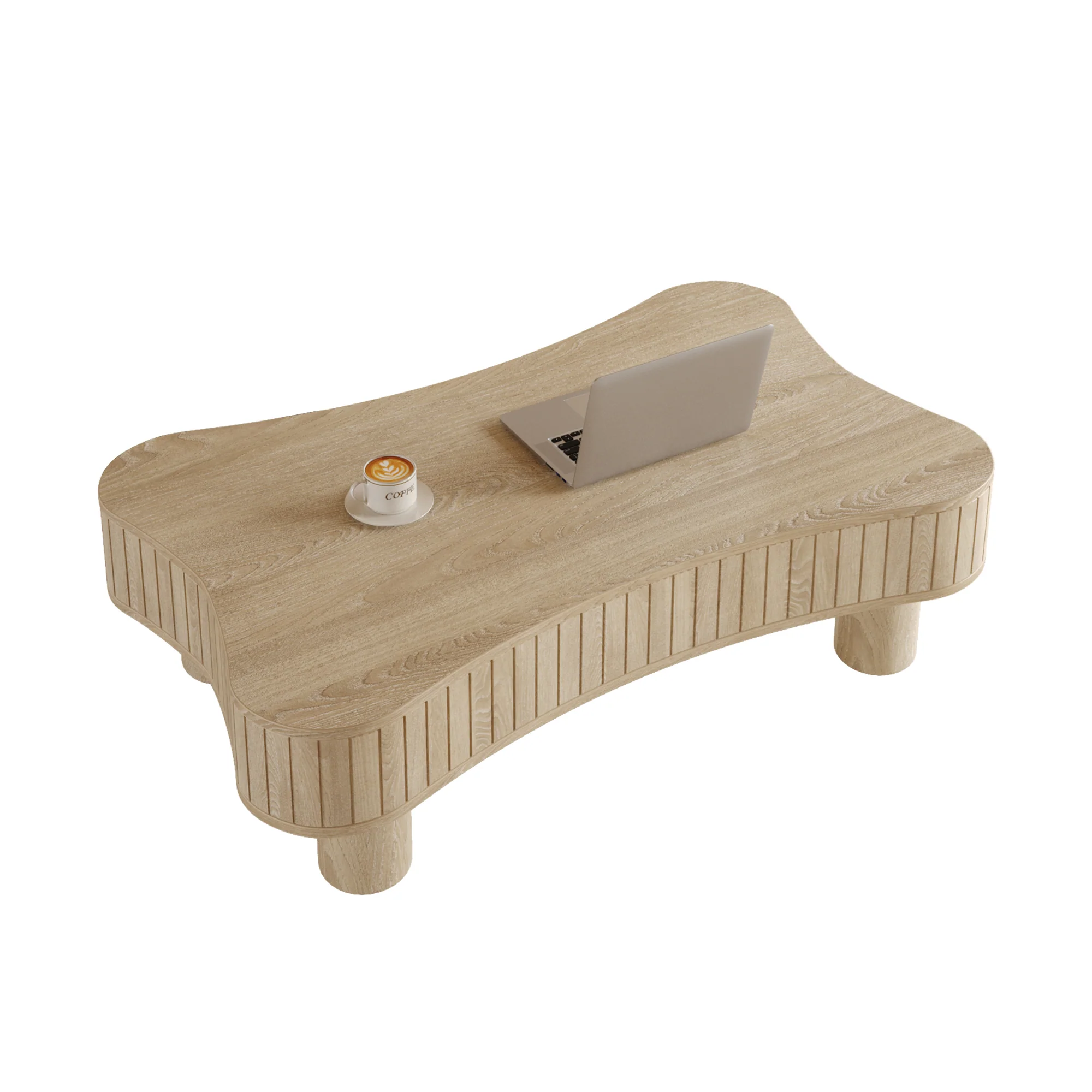 Walker Edison | Reeded Curve Design Lift Top Coffee Table and Desk