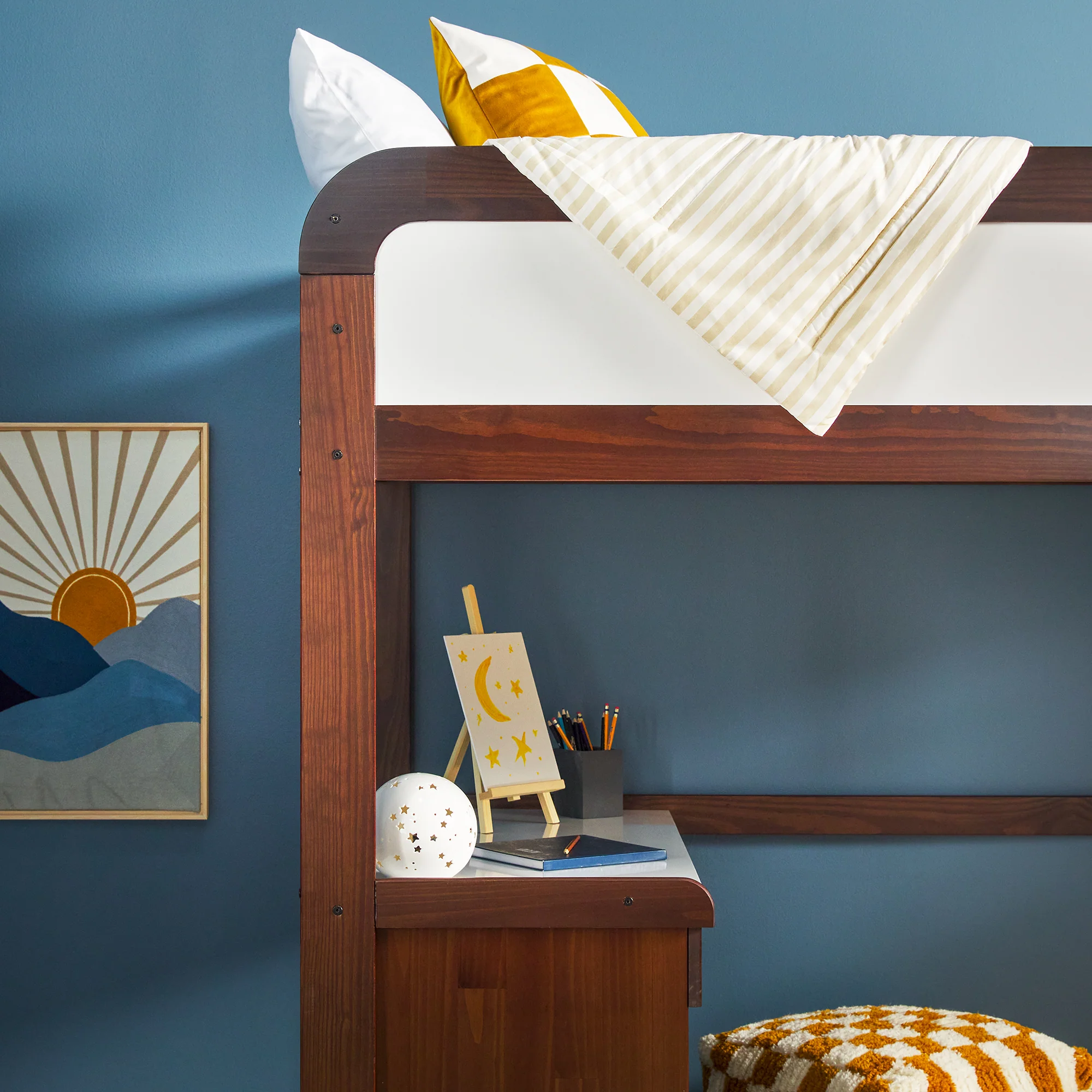 Adyn Contemporary Twin Loft Bunk Bed with Desk