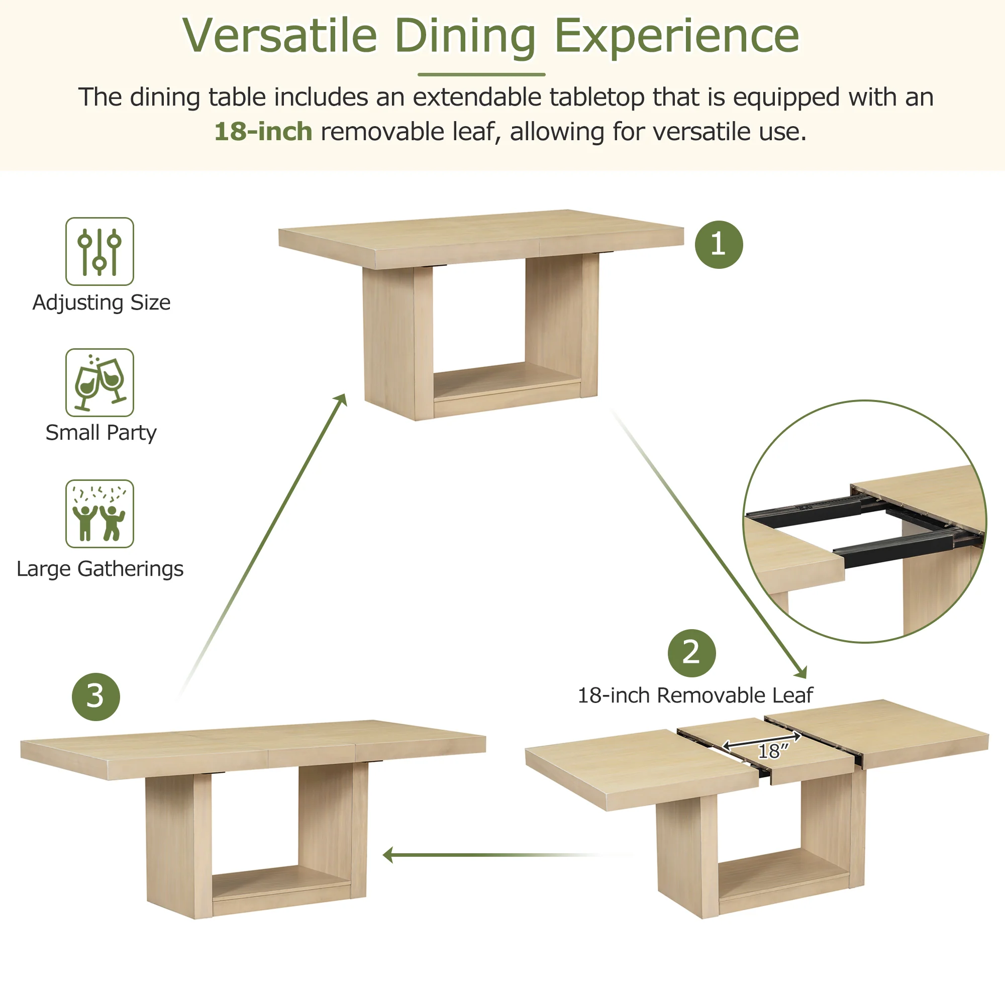Walker Edison | Contemporary 6-Piece 78 Extendable Dining Table Full Set