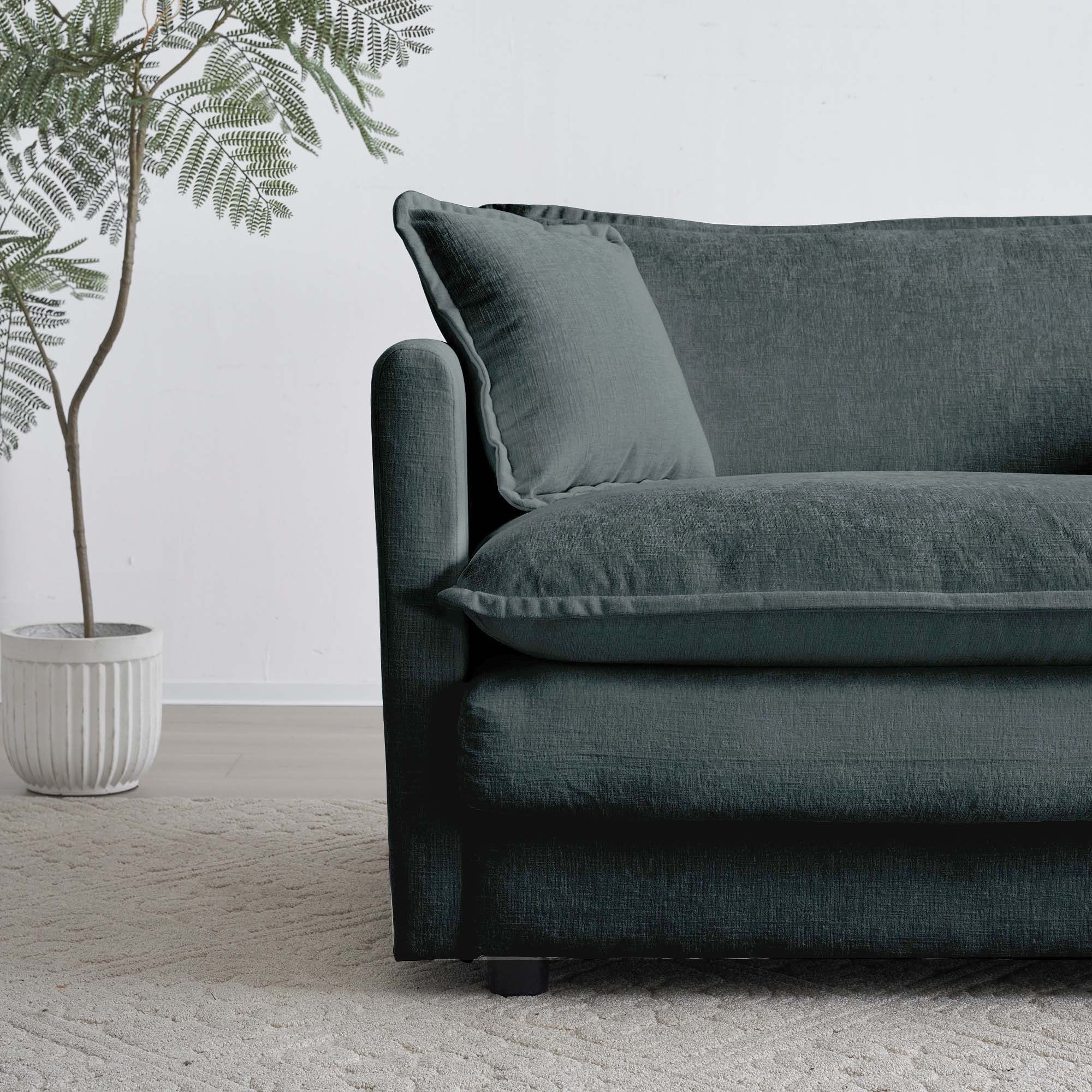 Walker Edison | Chenille Two-Seater Sofa with Ottoman