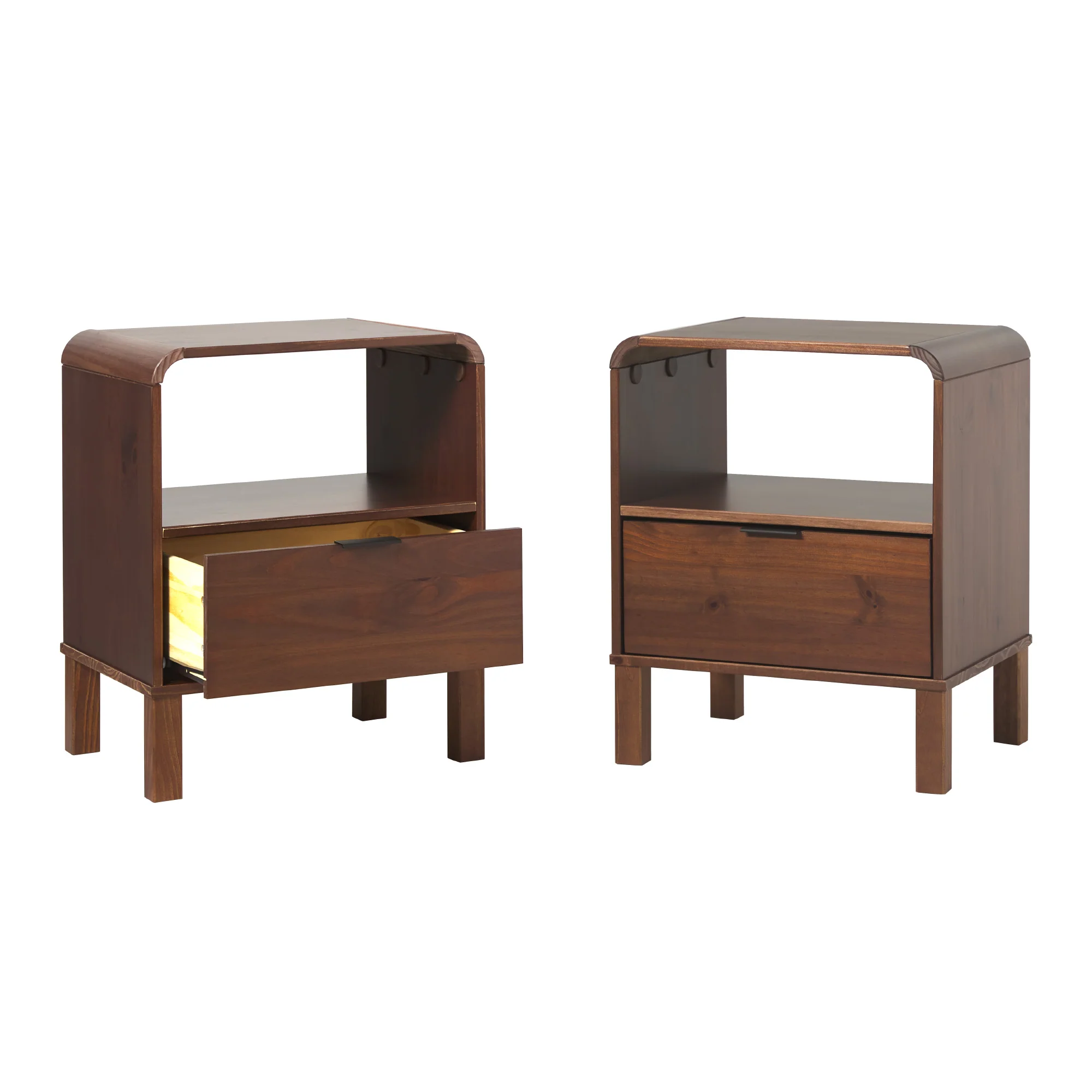 Elias Modern Curved-Frame Solid Wood Nightstand
