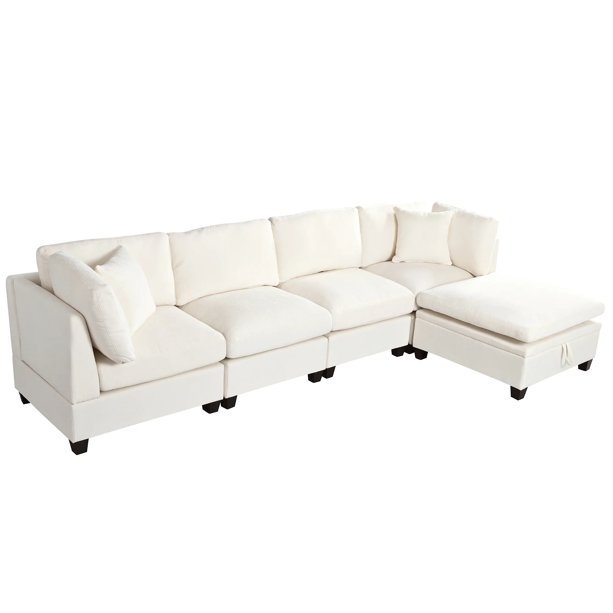 Walker Edison | Modular Sectional Sofa with Removable Storage Ottoman