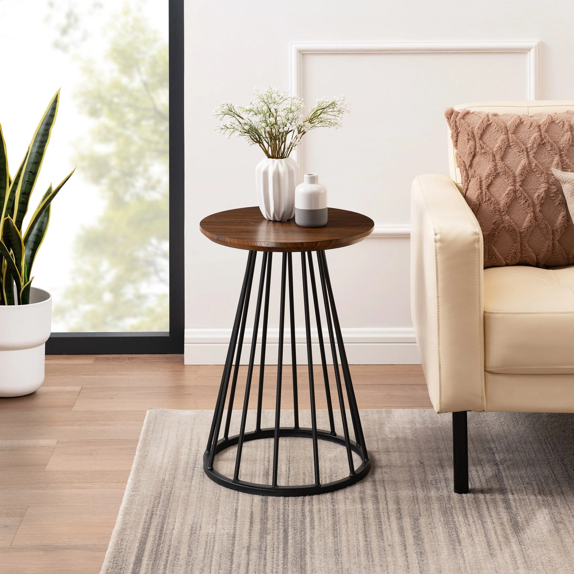 Vivian 16 Modern Side Table with Metal Caged Base