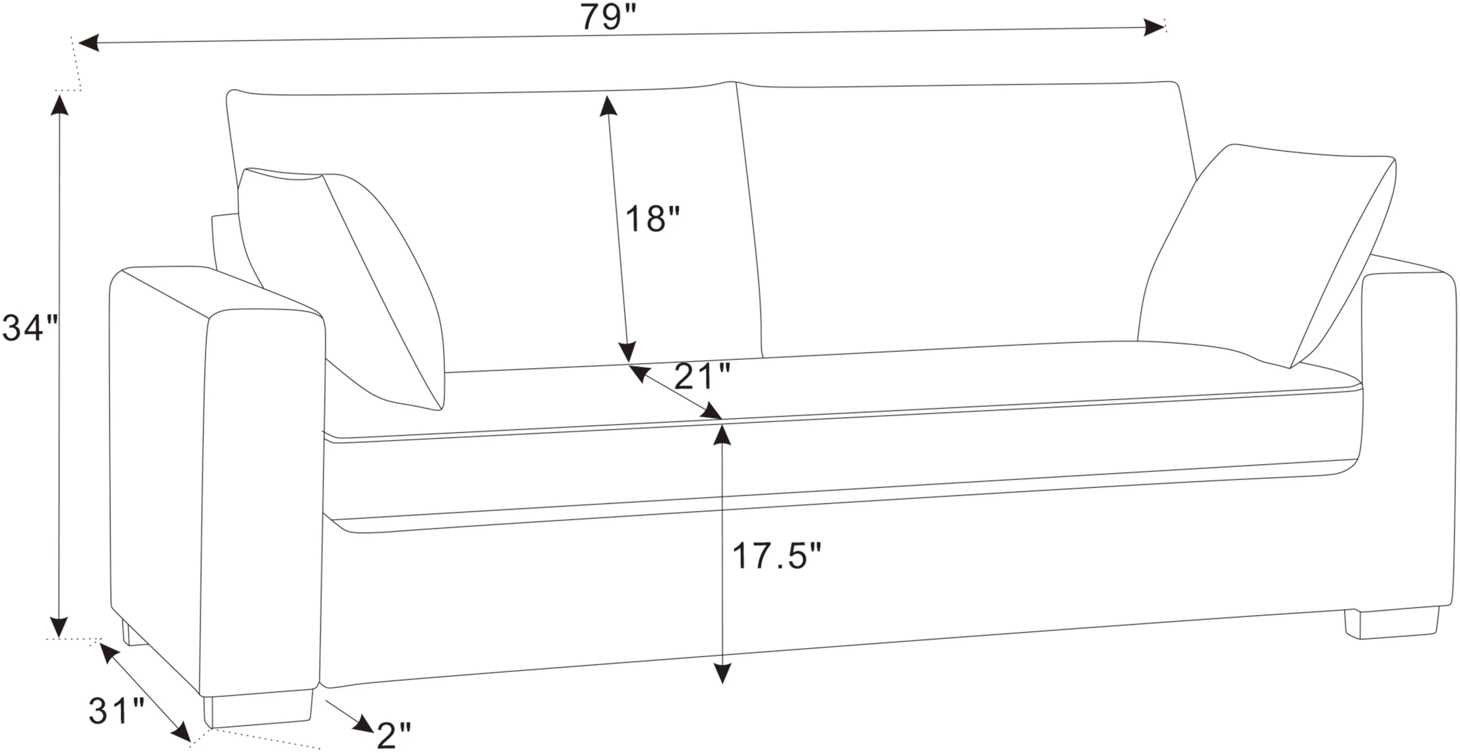 Walker Edison | Coastal Green Corduroy Loveseat Cloud Sofa