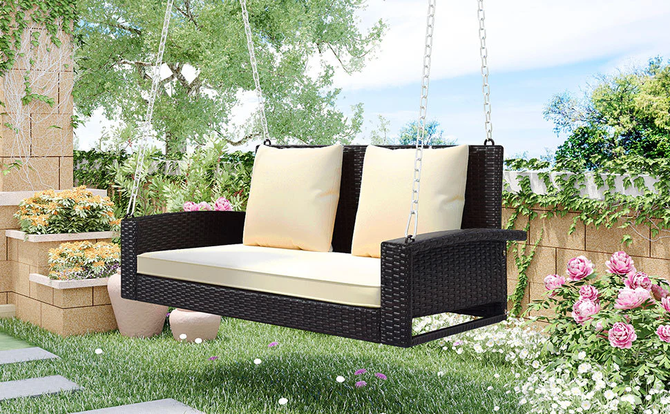 Walker Edison | Wicker Hanging Porch Swing