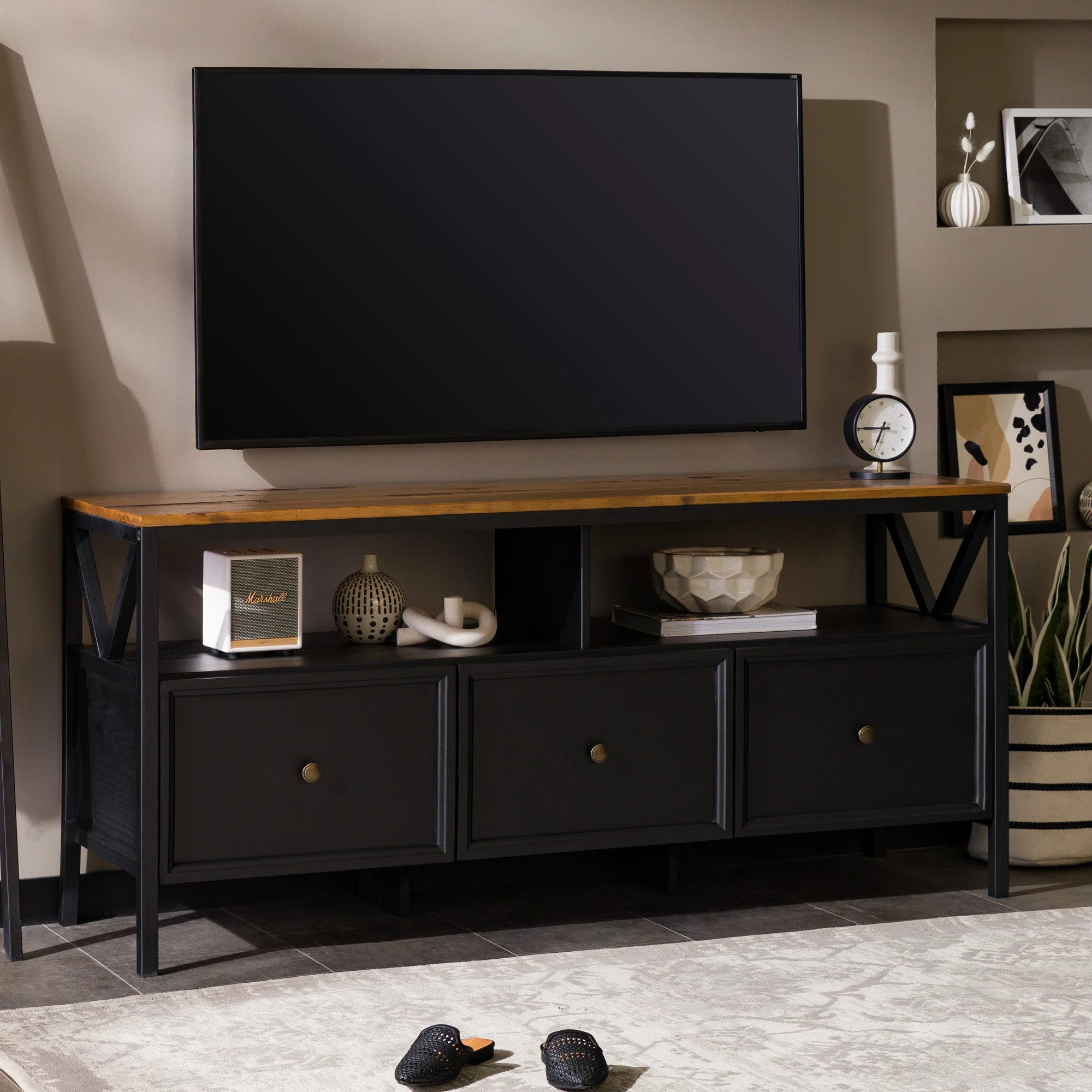 60 Distressed 3-Drawer TV Console