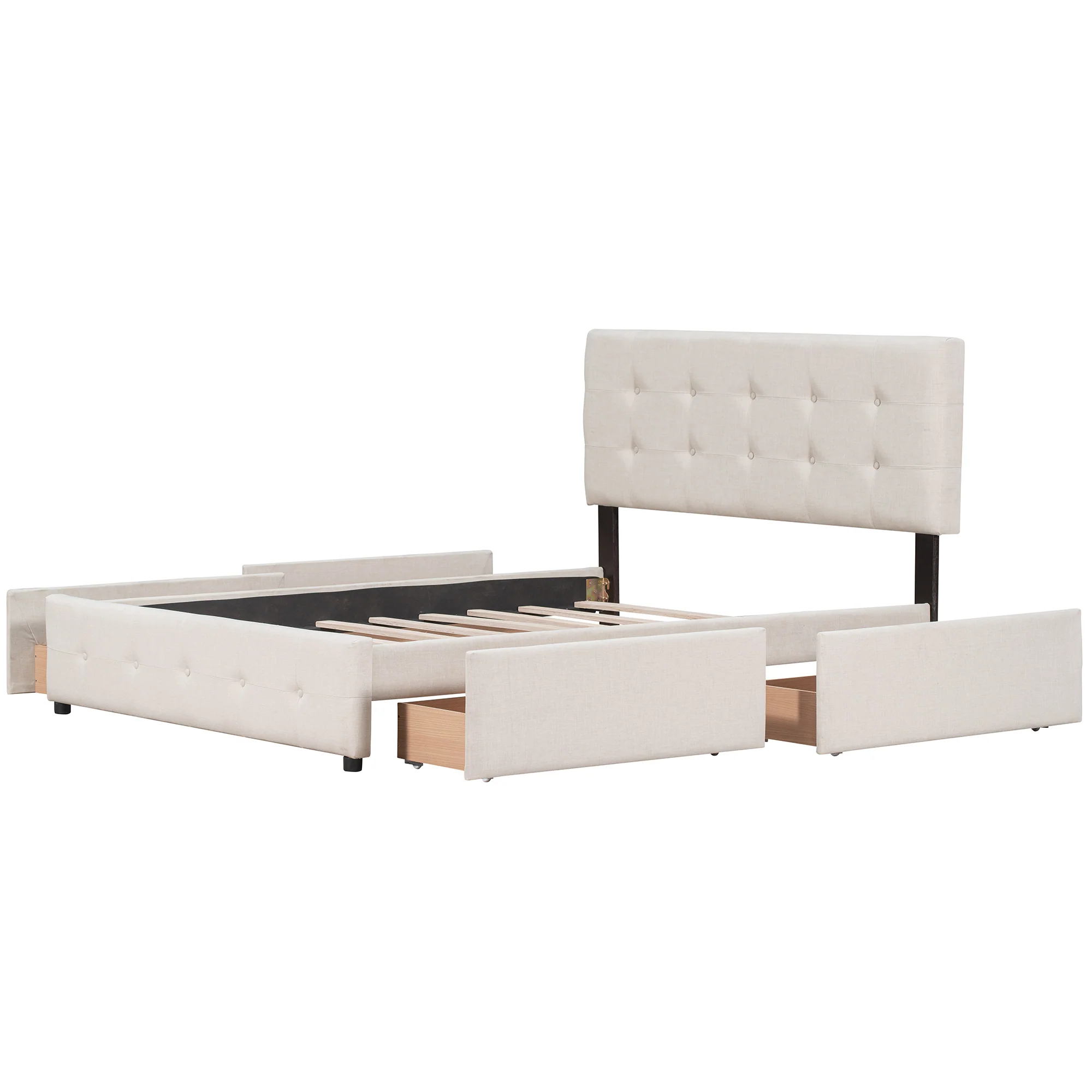 Walker Edison | Upholstered Queen Platform Bed with Storage