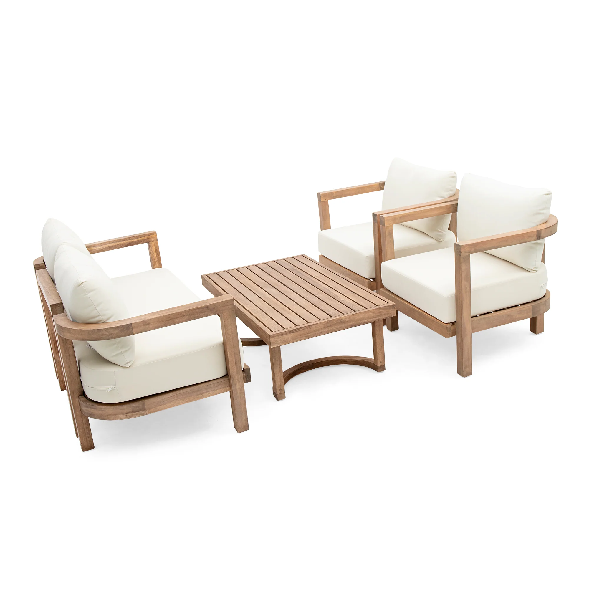 Walker Edison | 4-Pieces Acacia Wood Patio Furniture Set