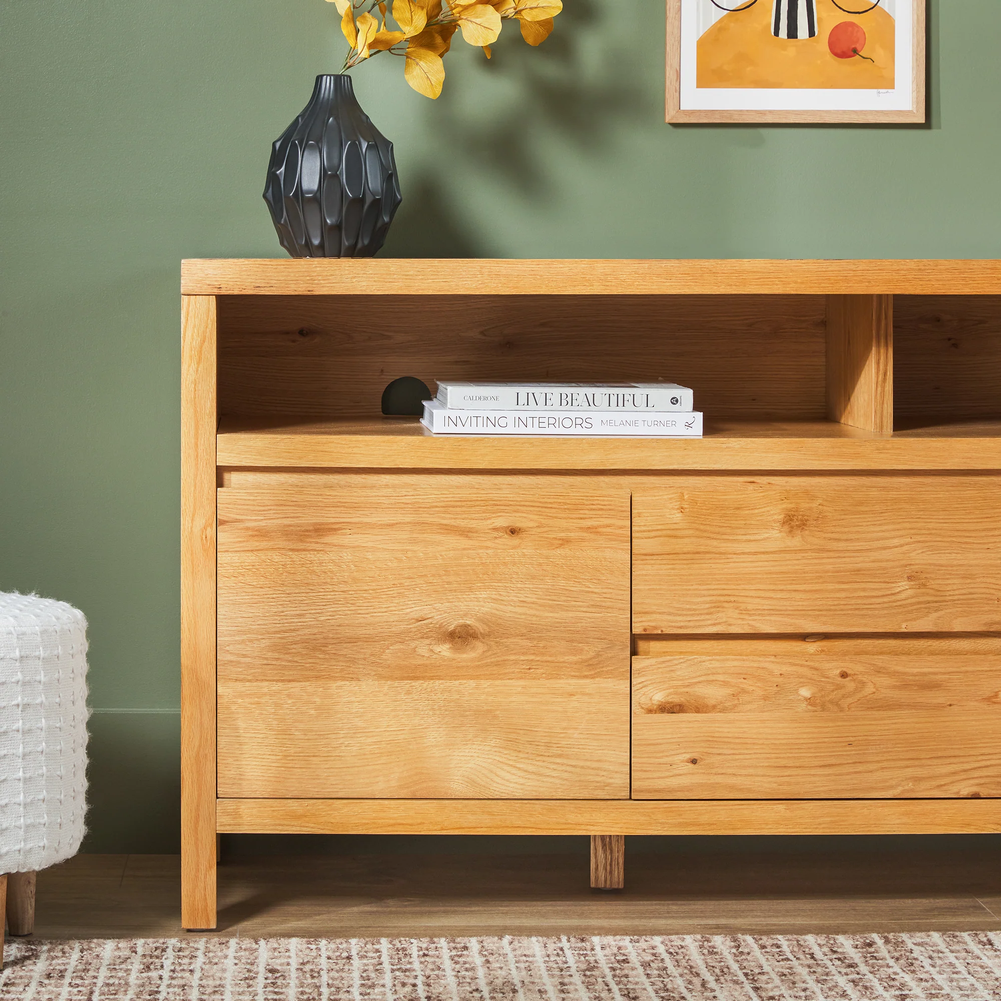 Nash 65 Modern Farmhouse Rustic Oak Wood Sideboard / TV Stand