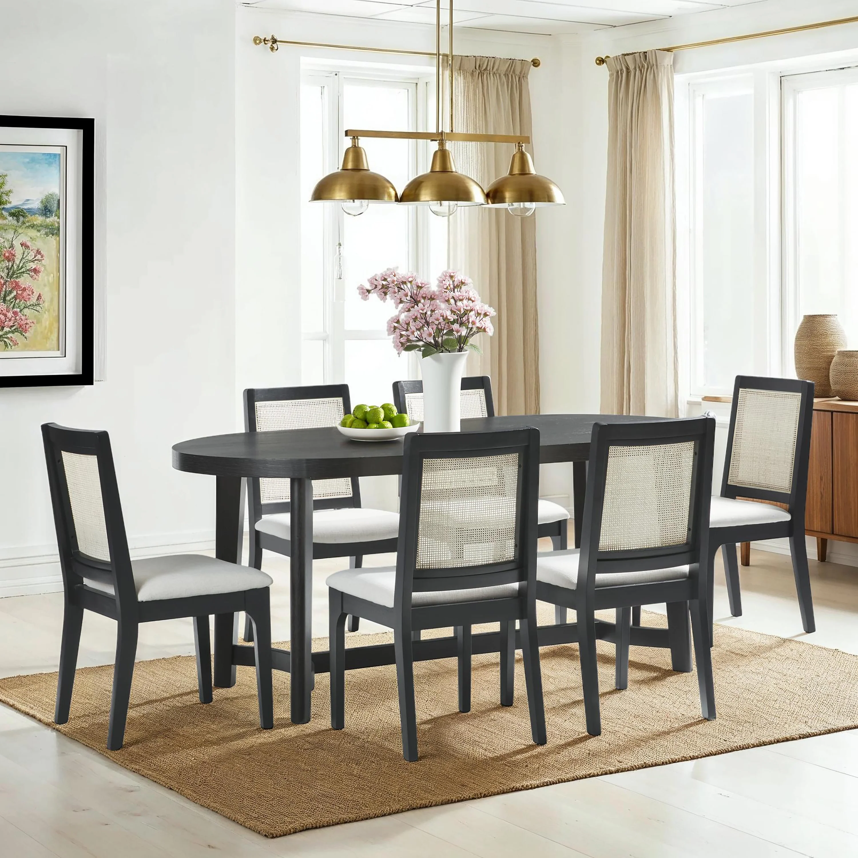 Nash Modern Farmhouse Rustic Solid Oak Wood Oval Dining Table