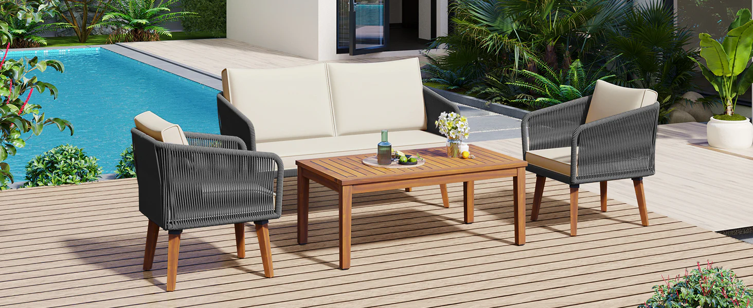 Walker Edison | Rope Patio Furniture Set