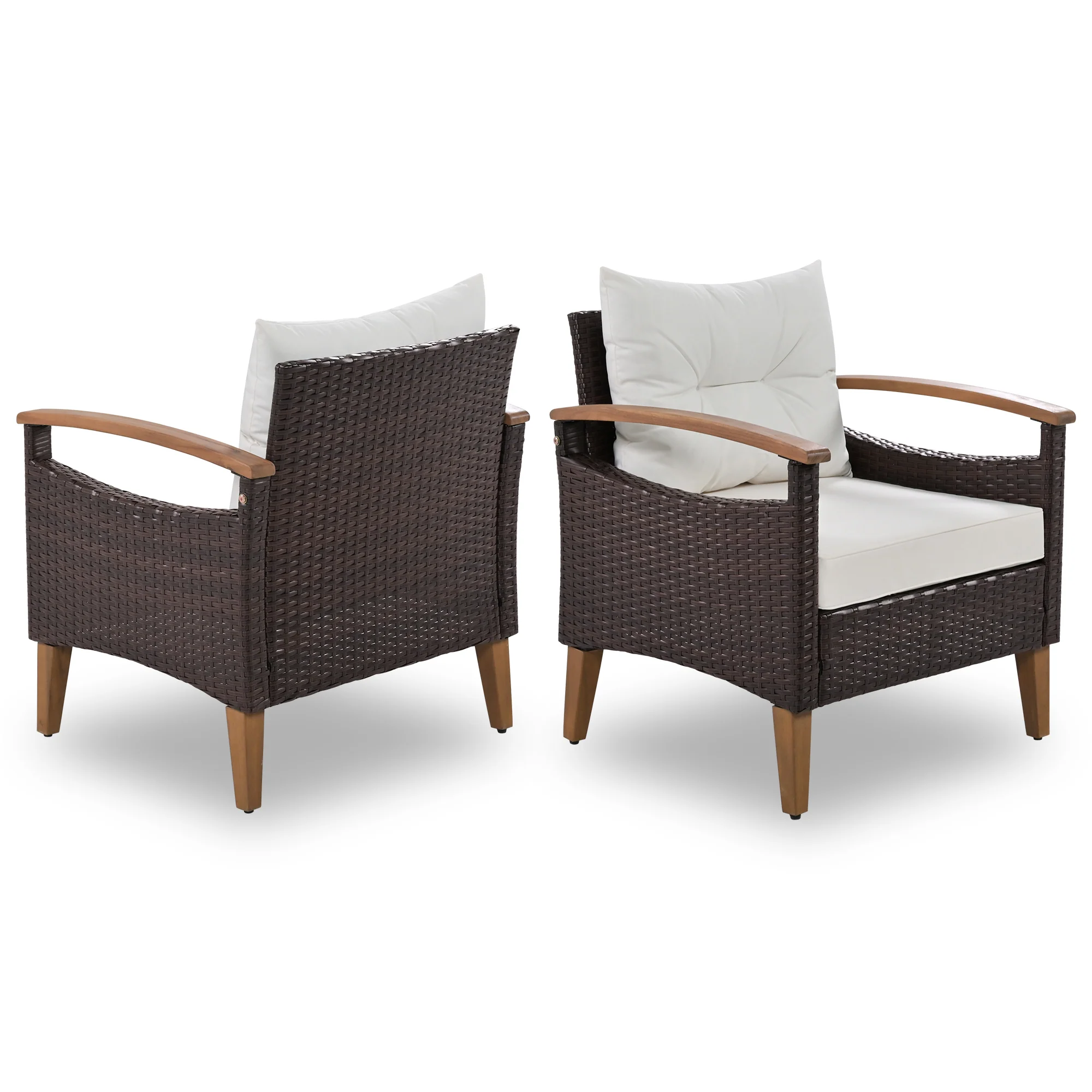 Walker Edison | 4-Piece Brown Rattan Outdoor Sofa Set with Table