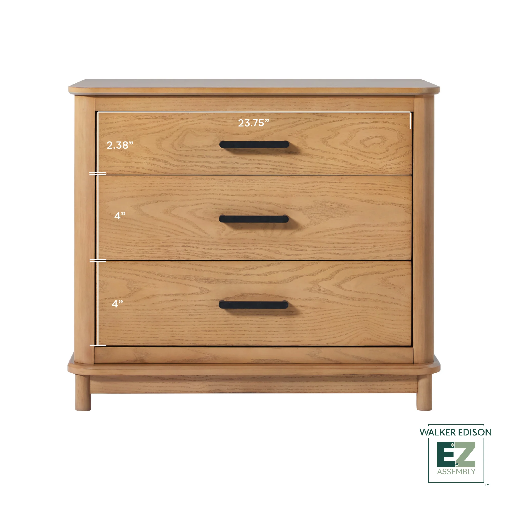 Annette Contemporary 3-Drawer Wood Nightstand