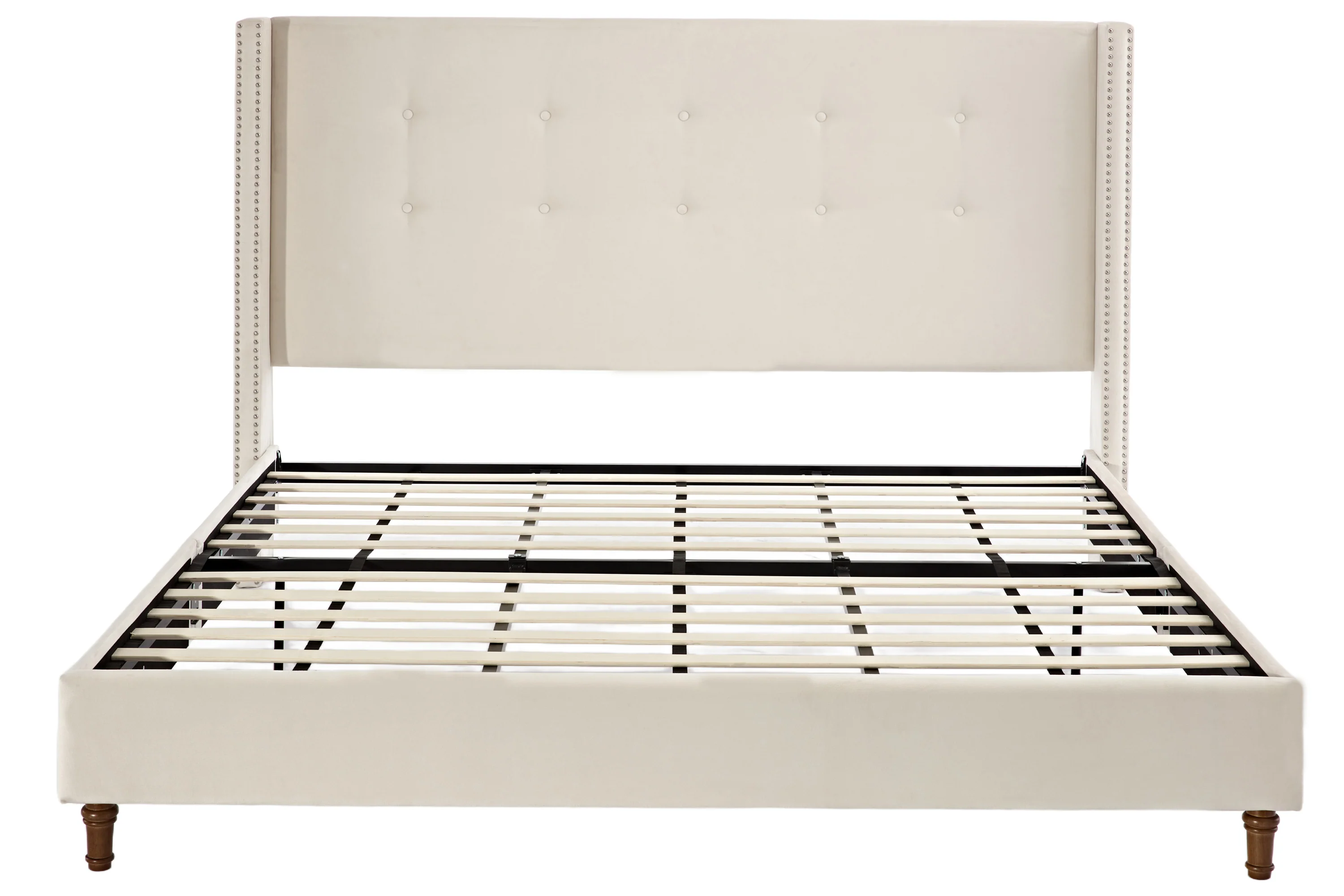 Walker Edison | Traditional Peyton Upholstered 54 High Headboard King Bed