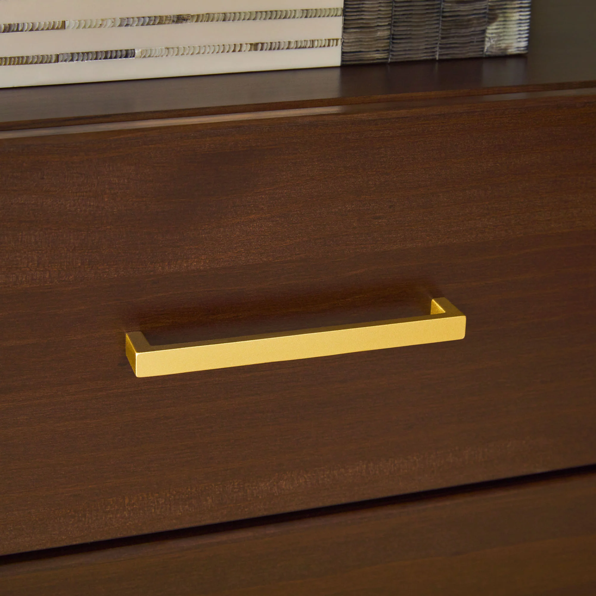 Isla Modern Easy Assembly Solid Wood 2-Drawer Nightstand Side Table with Glass Top