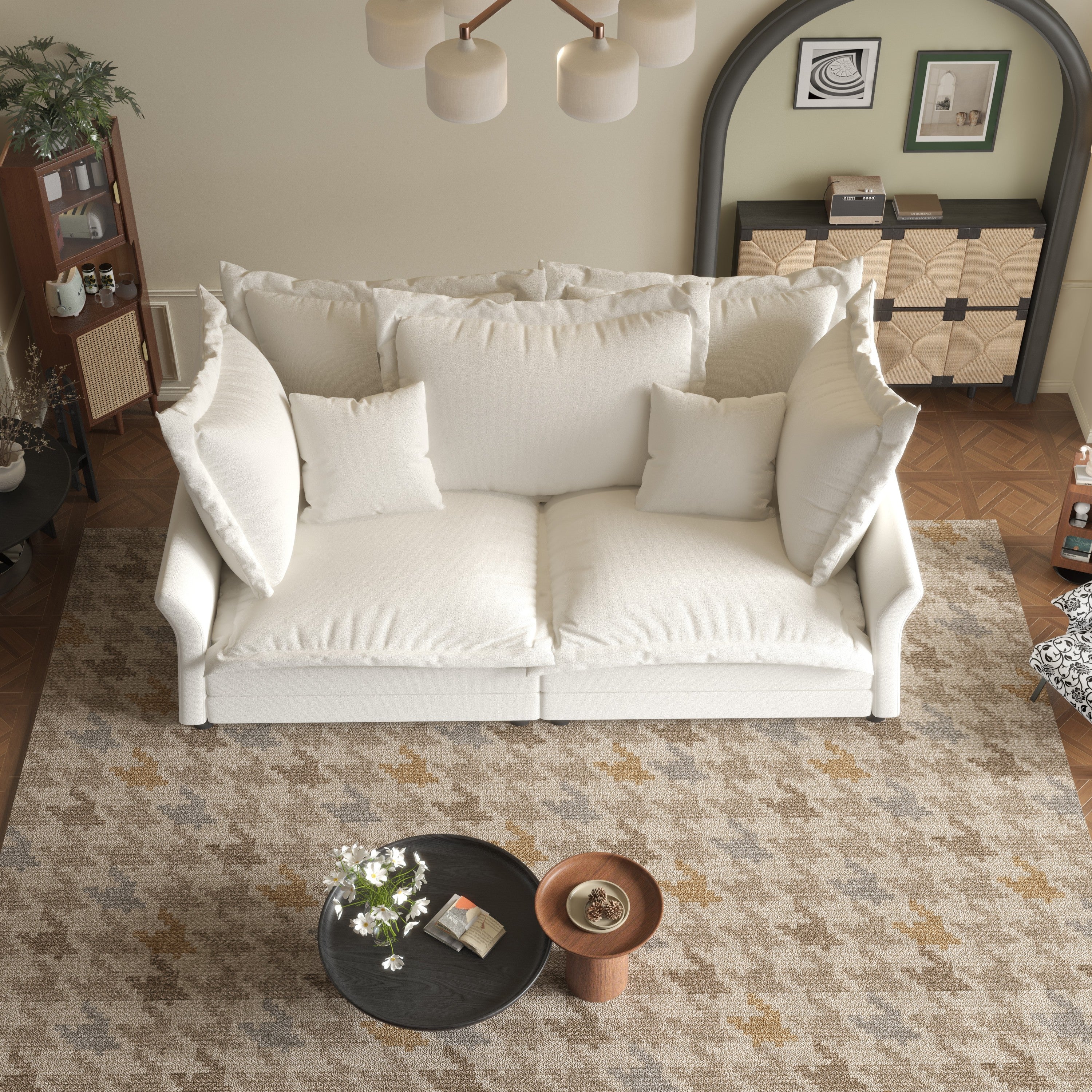 Walker Edison | Expandable Velvet Deep Seat Upholstered Cloud Sofa