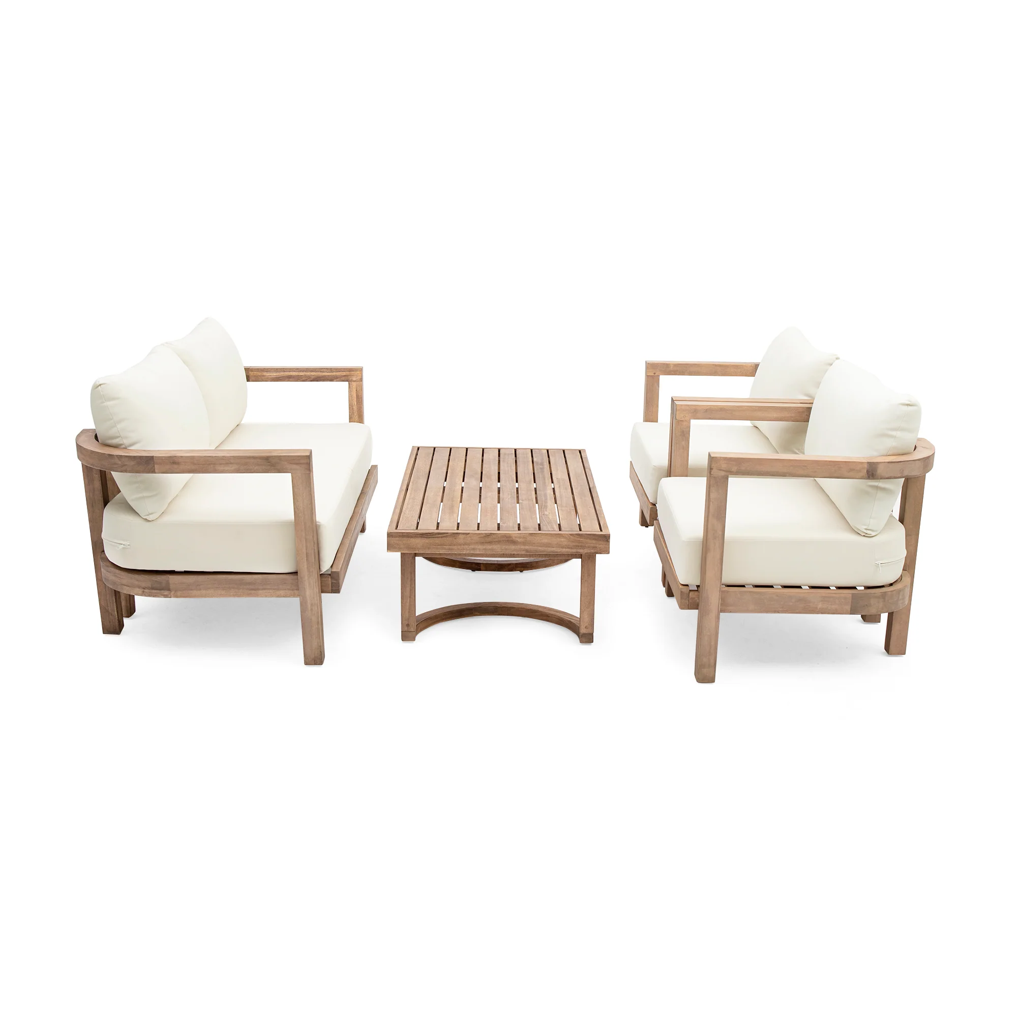 Walker Edison | 4-Pieces Acacia Wood Patio Furniture Set