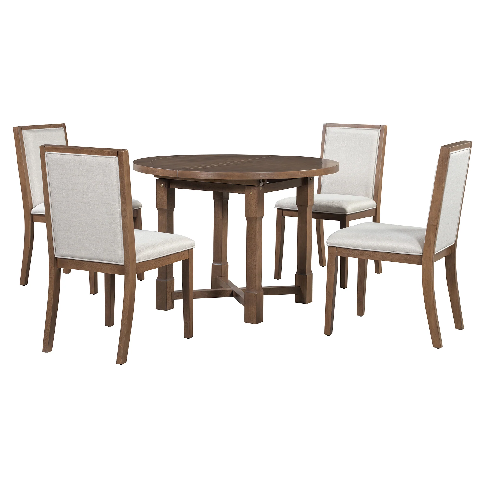 Walker Edison | Farmhouse Kitchen 5-Piece Extendable Dining Table Set for 4 with Upholstered Chair