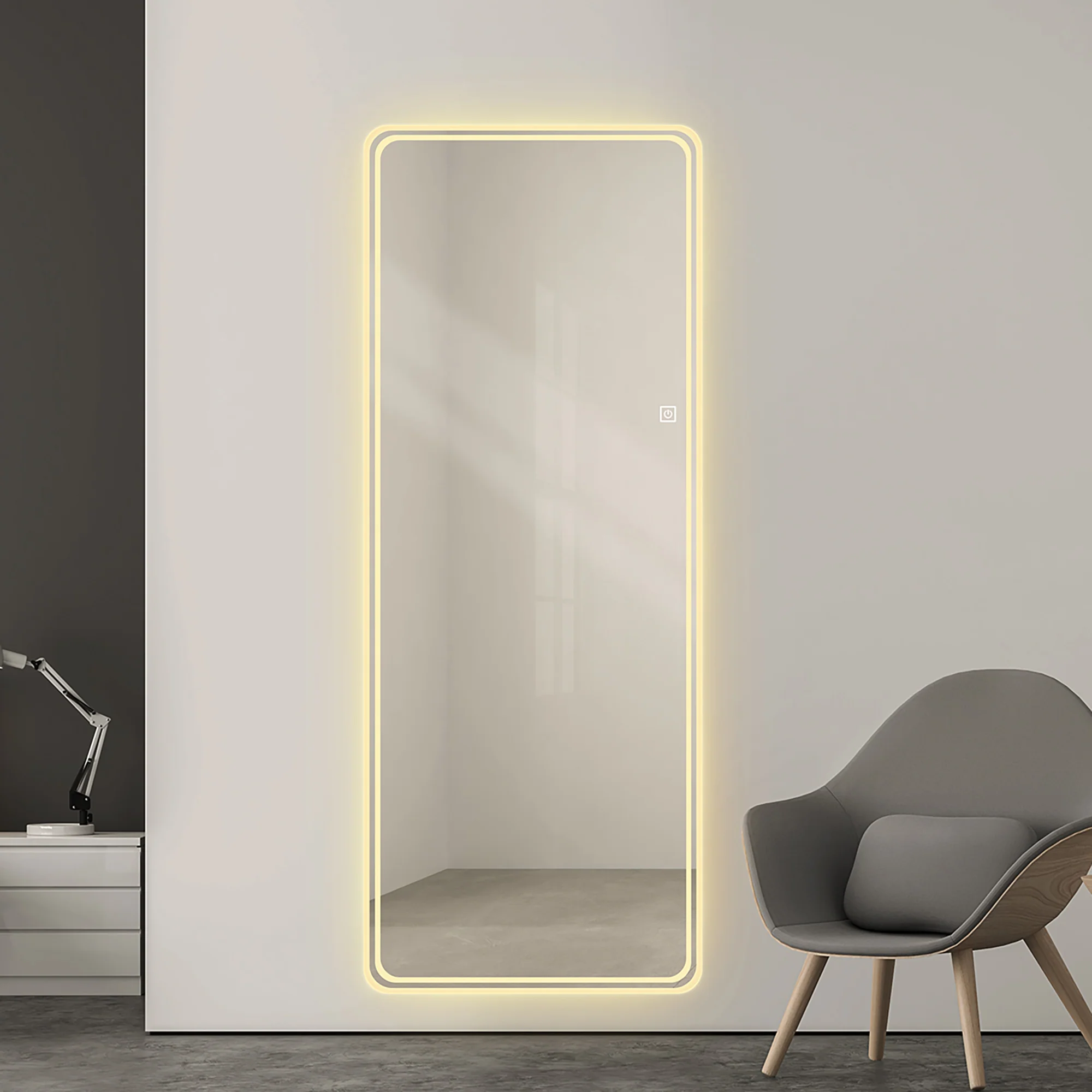Walker Edison | LED Light Full Length Floor Mirror 64x21 Inches