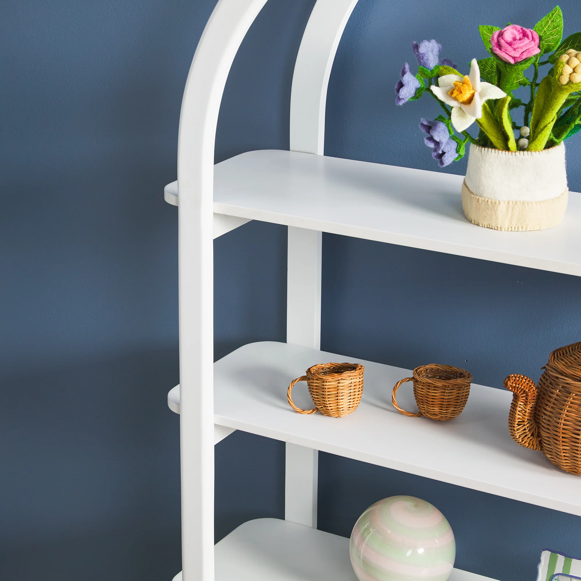 Zoey Modern Arched Wood Storage Bookcase