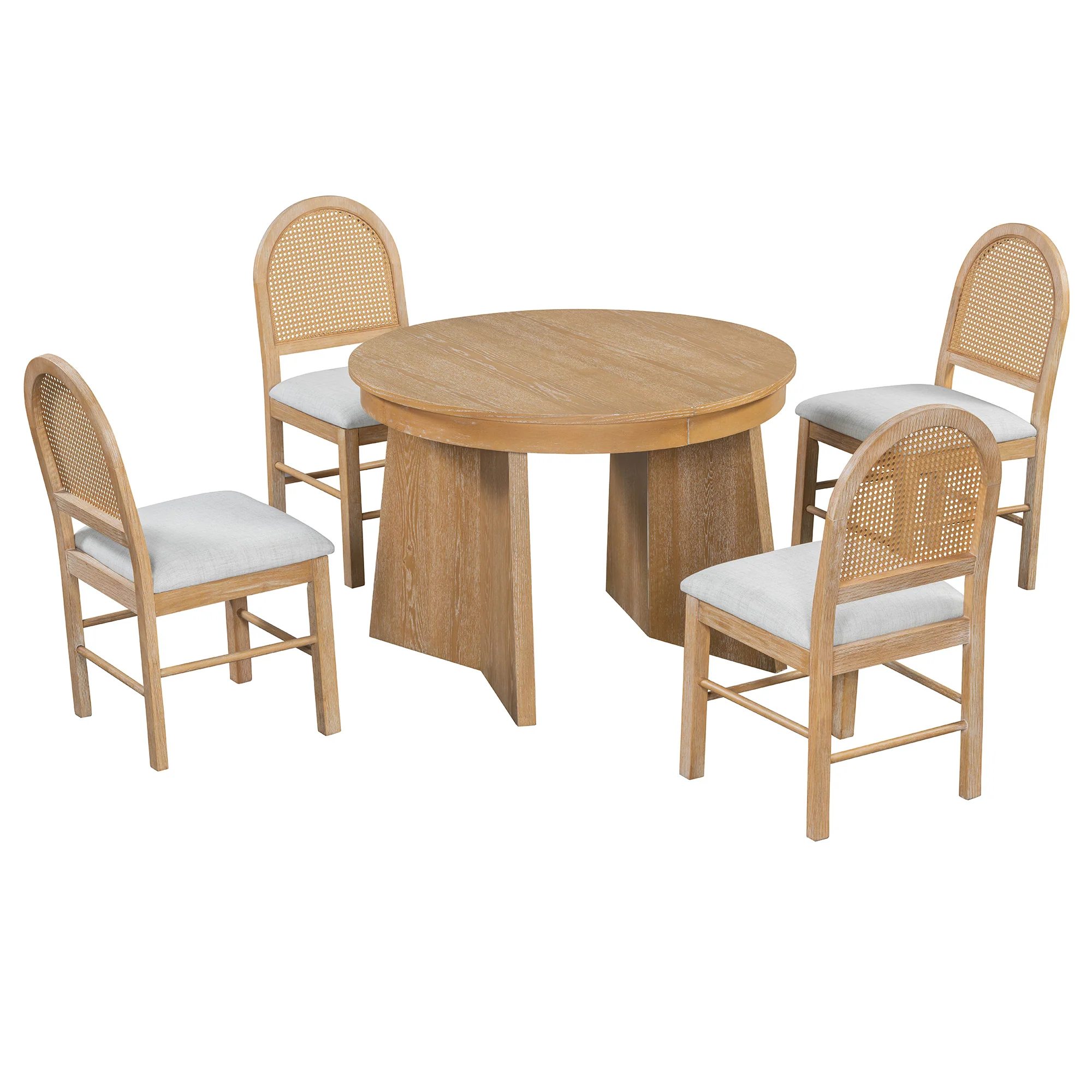 Walker Edison | Extendable 5-Piece Round Dining Table Set for 4