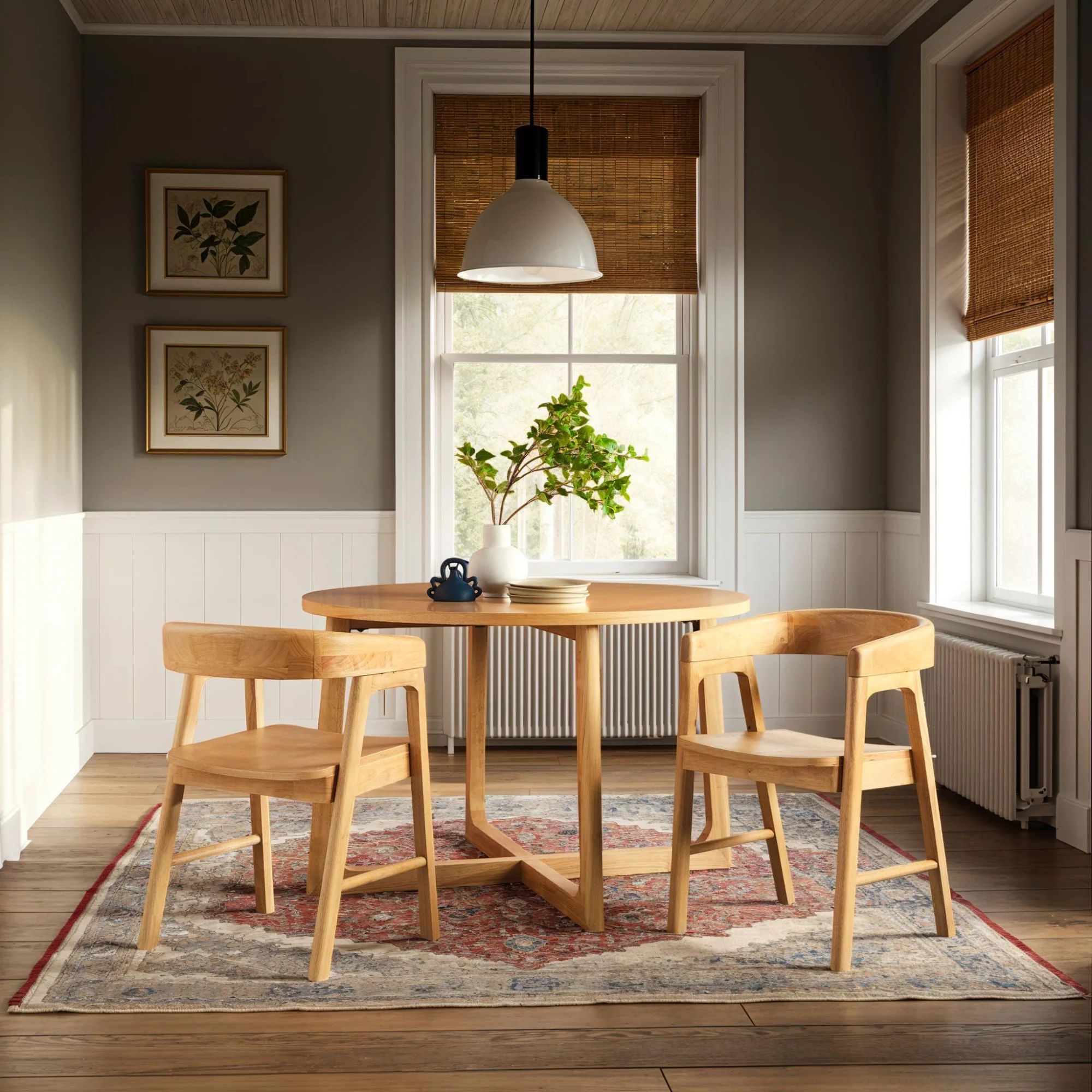 Ezra Modern Solid Wood Round Dining Table for 4