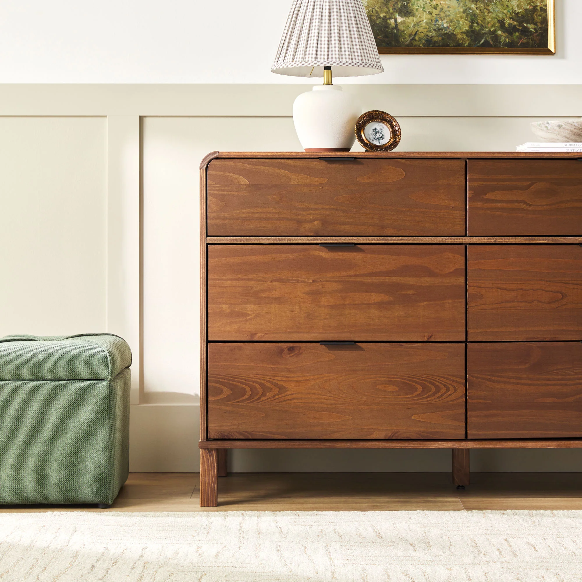 Elias 6-Drawer Contemporary Dresser with Curved Top