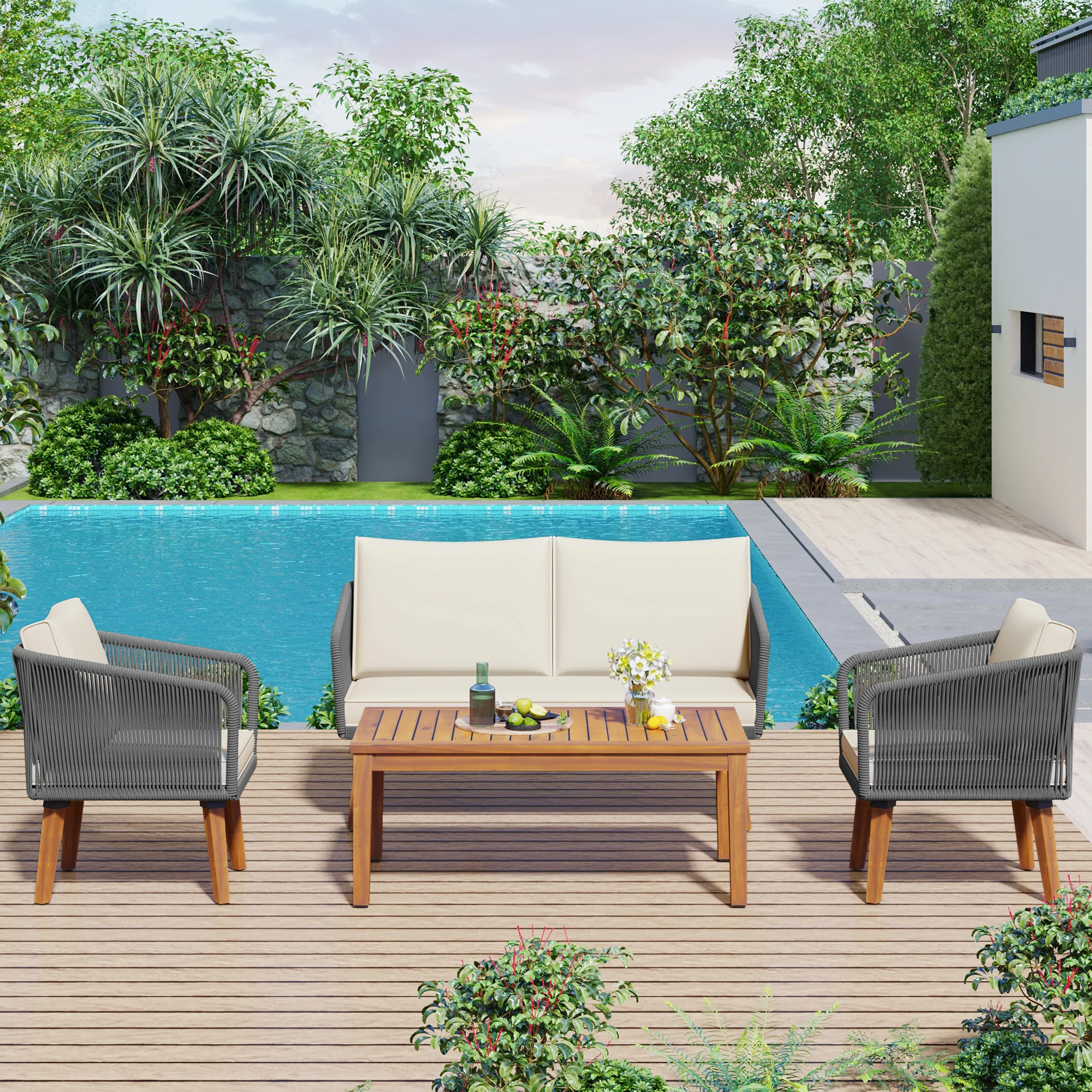 Walker Edison | Rope Patio Furniture Set